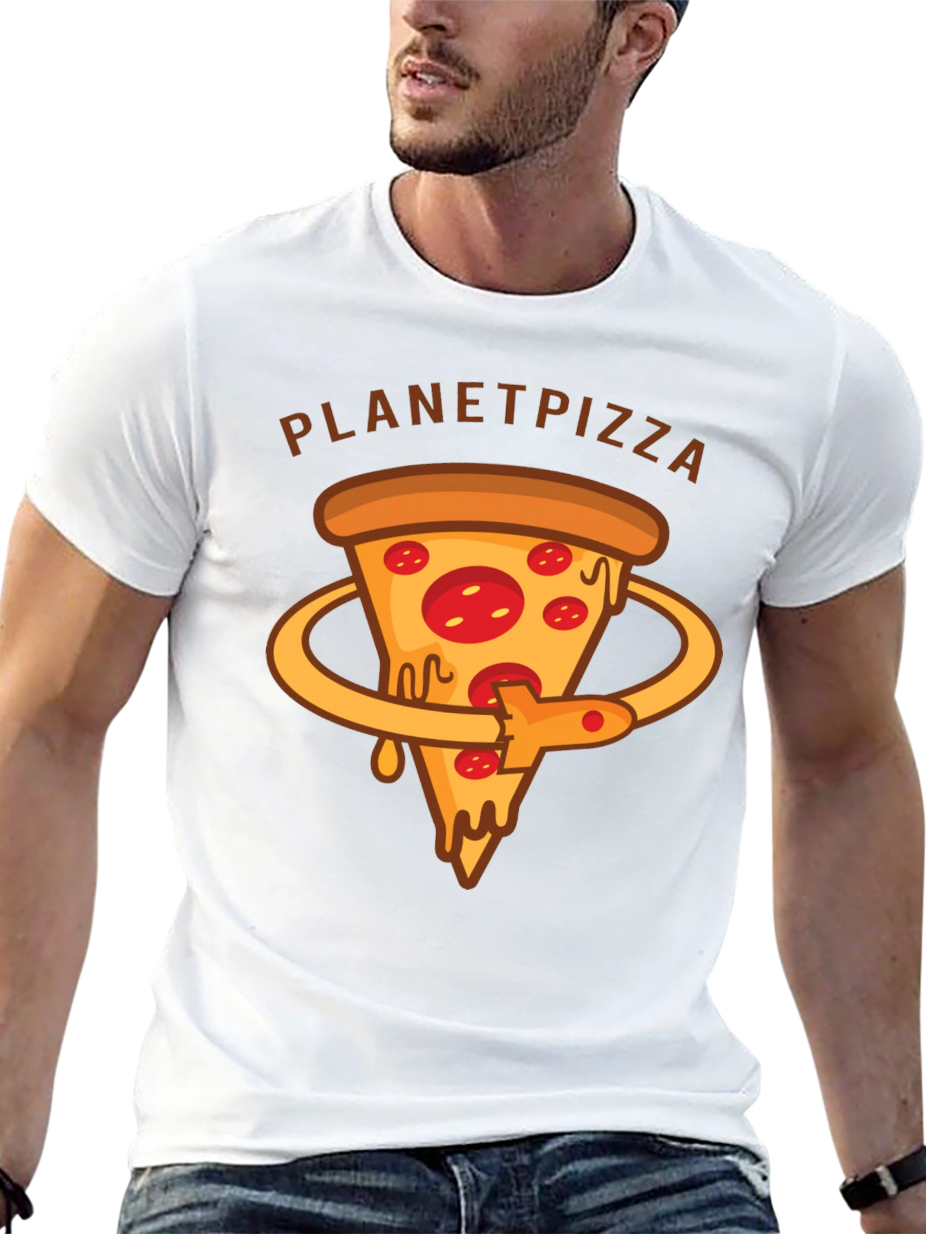 Planet Pizza Graphic T-Shirt - Casual Black Tee