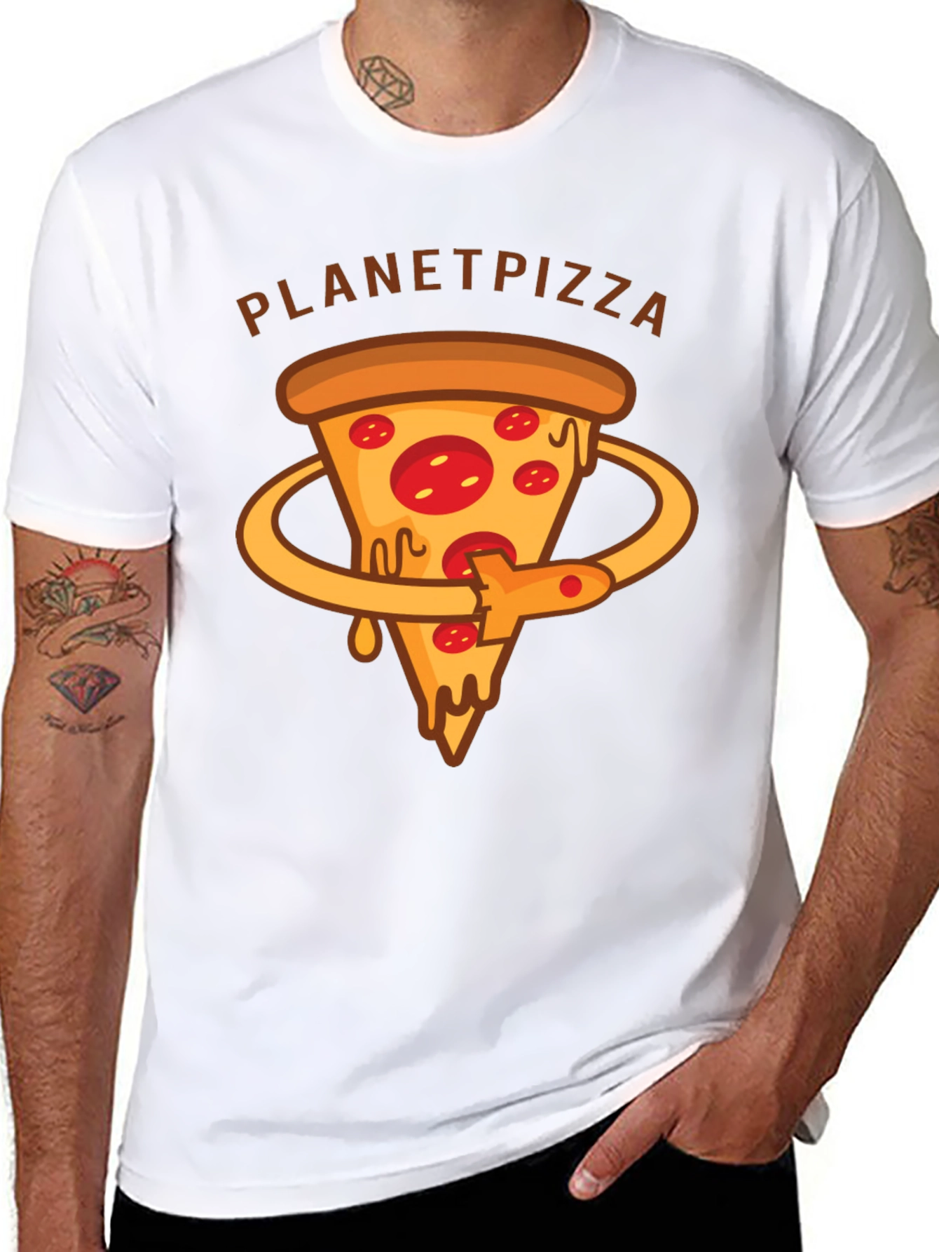 Planet Pizza Graphic T-Shirt - Casual Black Tee