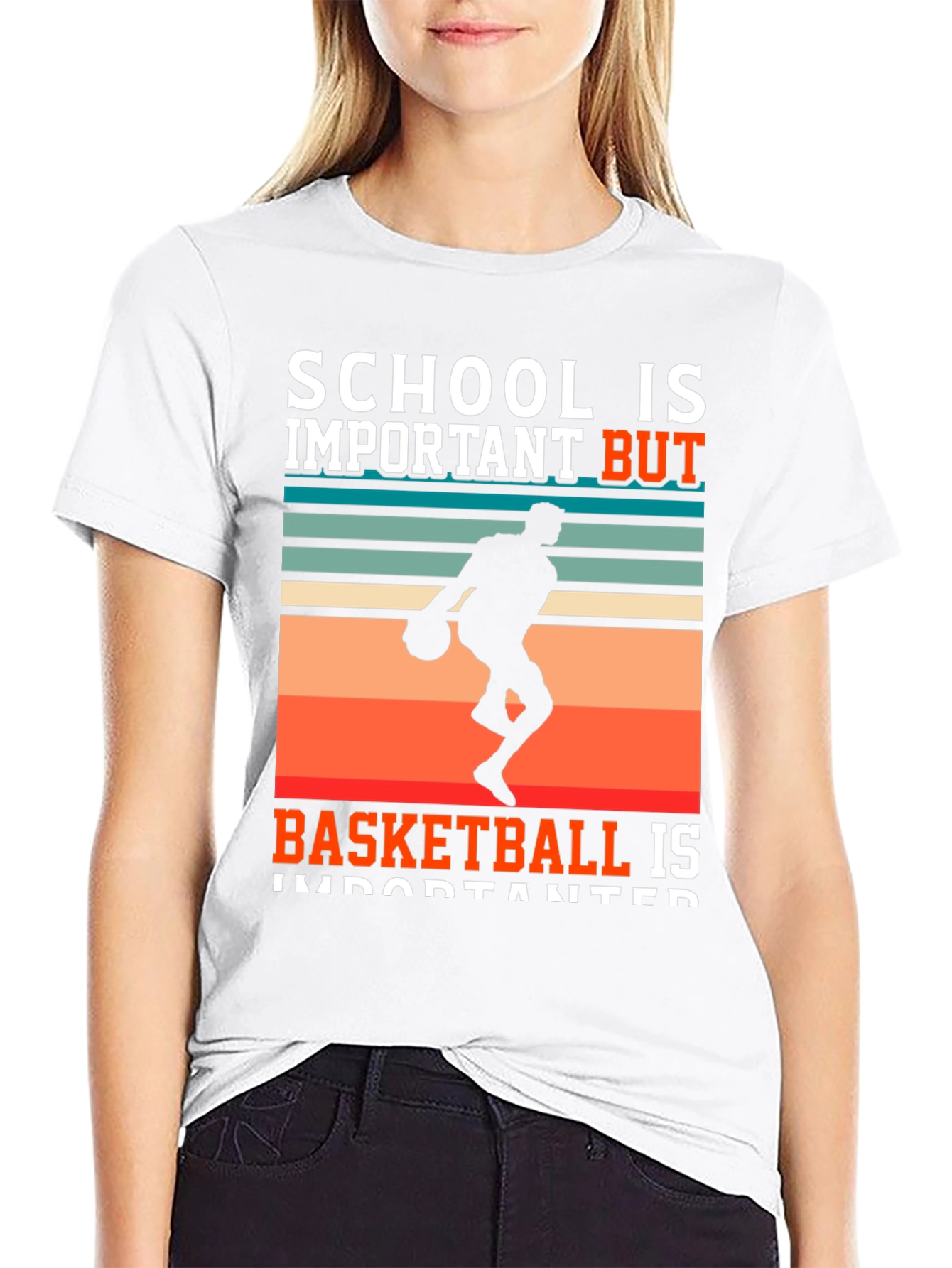 School vs Basketball T-Shirt - Black Graphic Tee