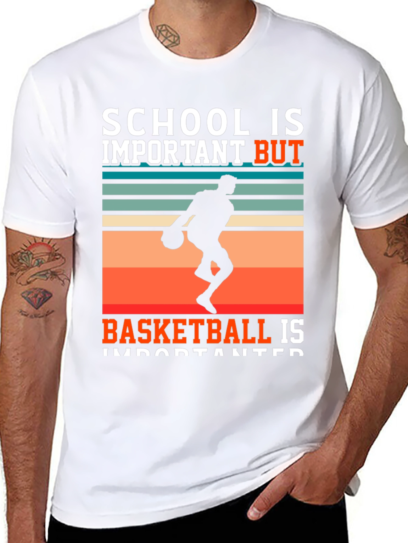 School vs Basketball T-Shirt - Black Graphic Tee