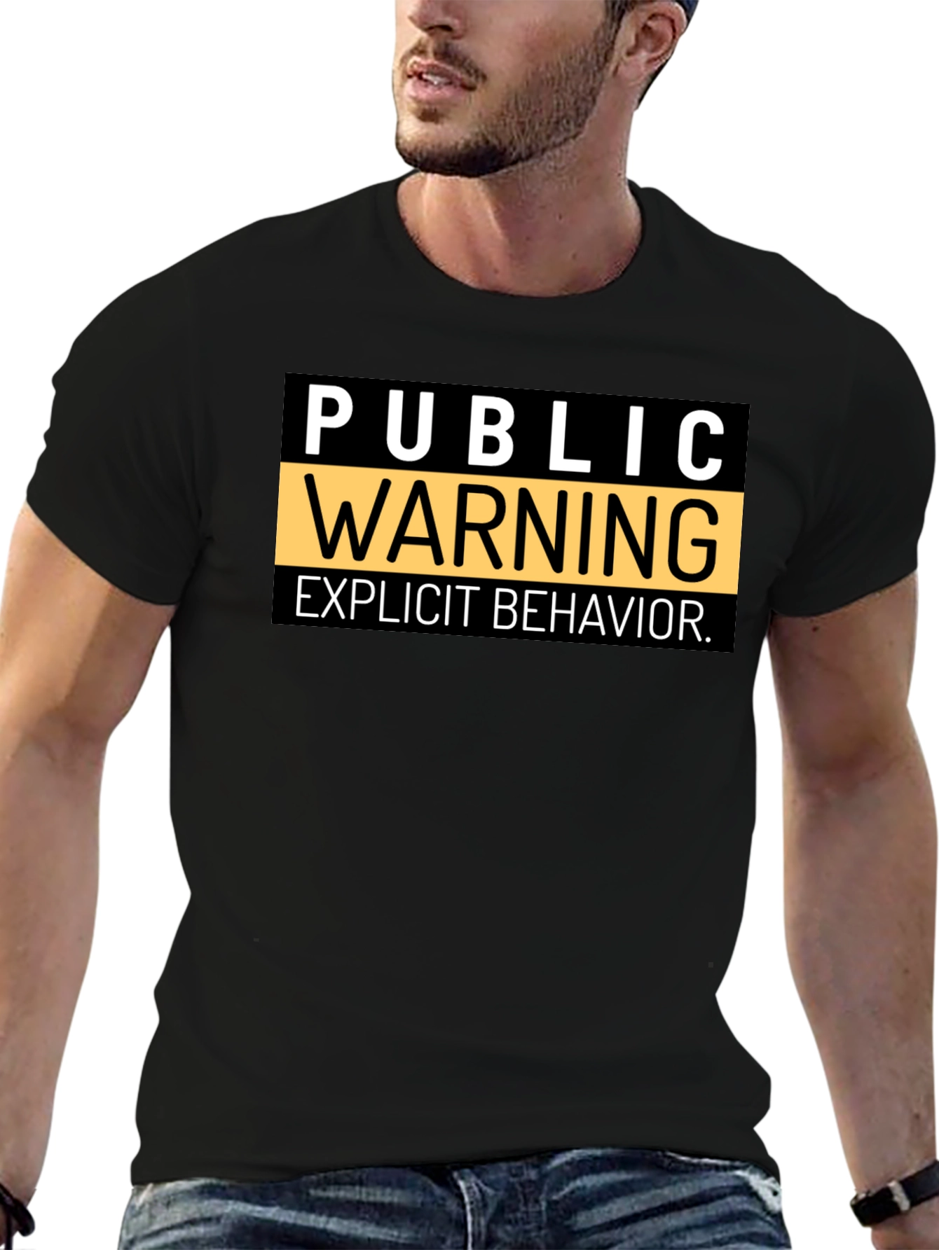 Public Warning Explicit Behavior Black T-Shirt