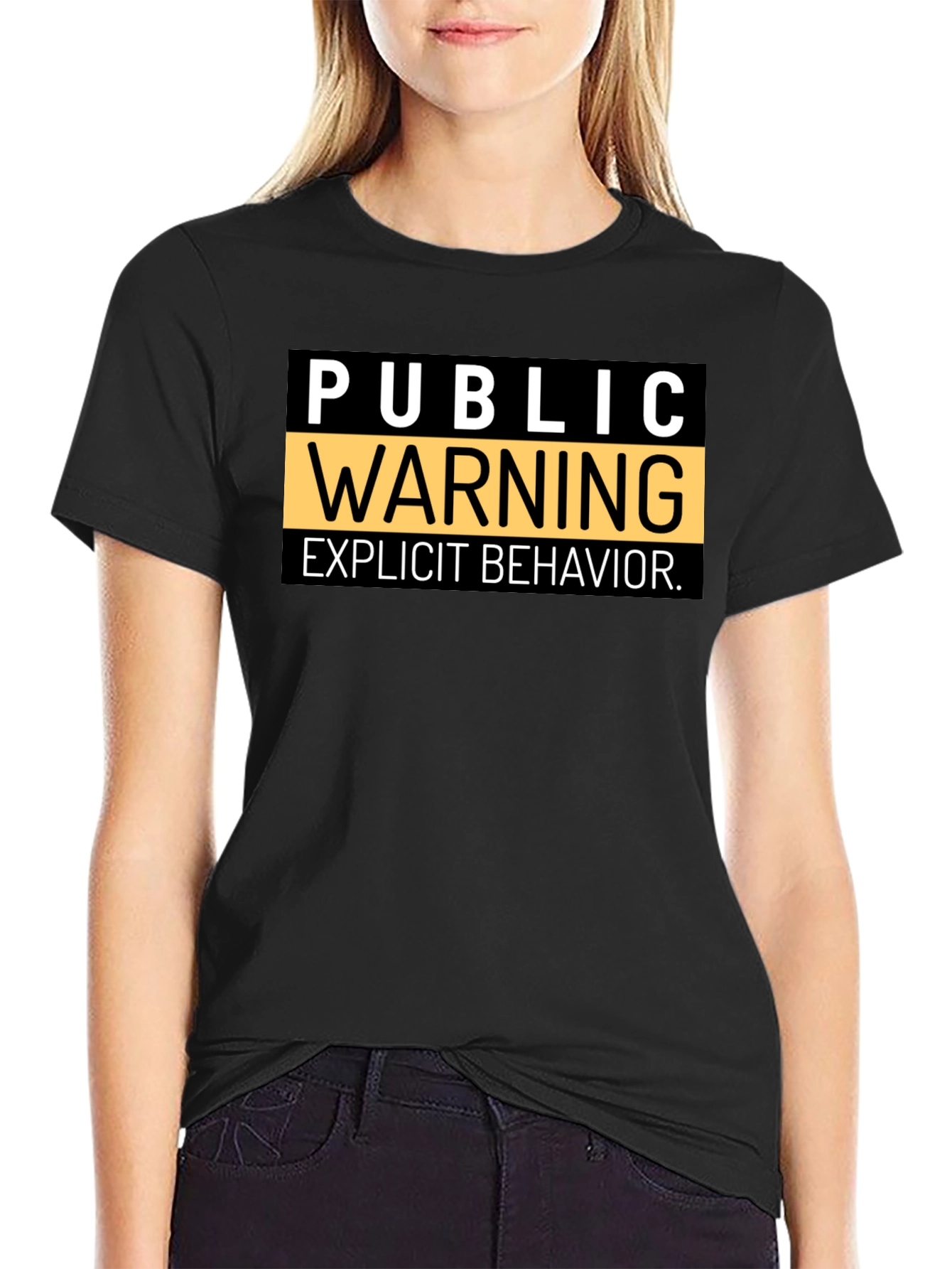 Public Warning Explicit Behavior Black T-Shirt