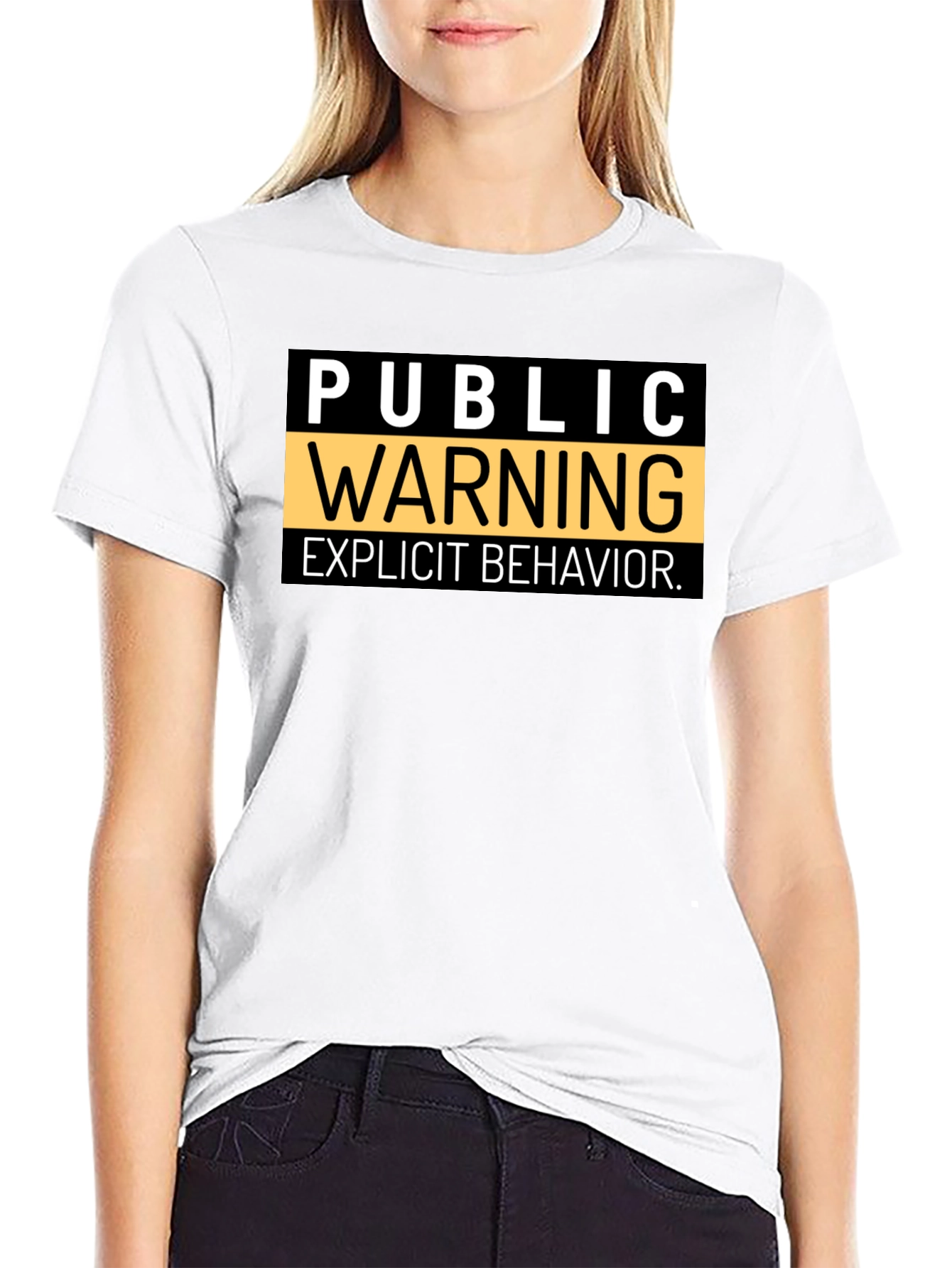 Public Warning Explicit Behavior Black T-Shirt