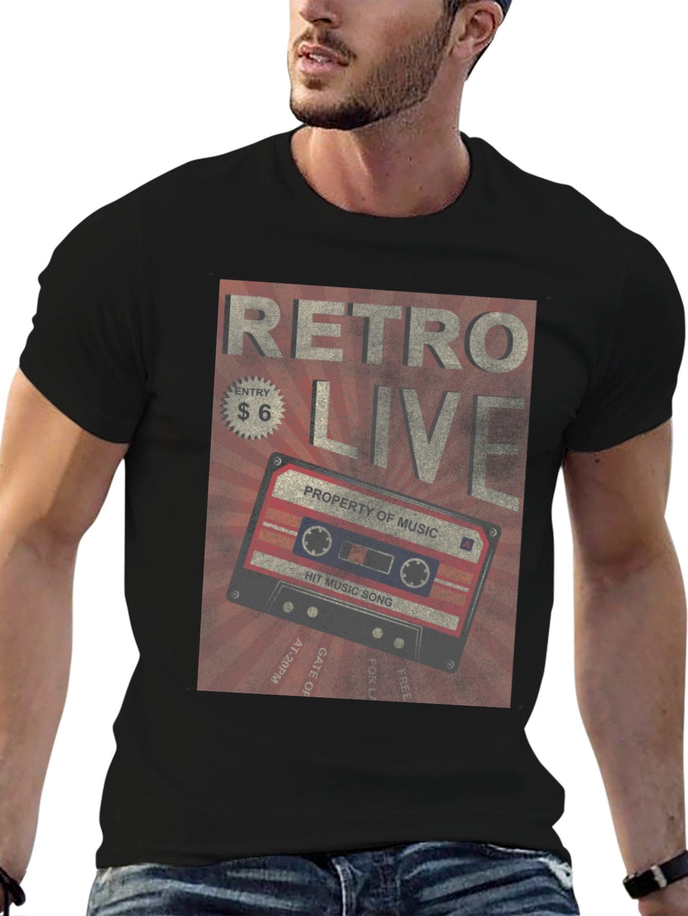 Retro Live Cassette Tape Graphic Tee