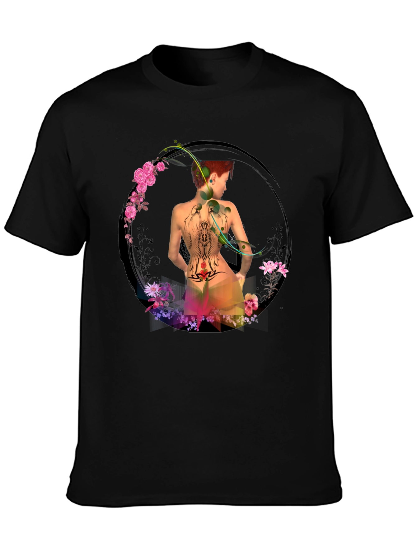 Floral Tattoo Art Graphic T-Shirt