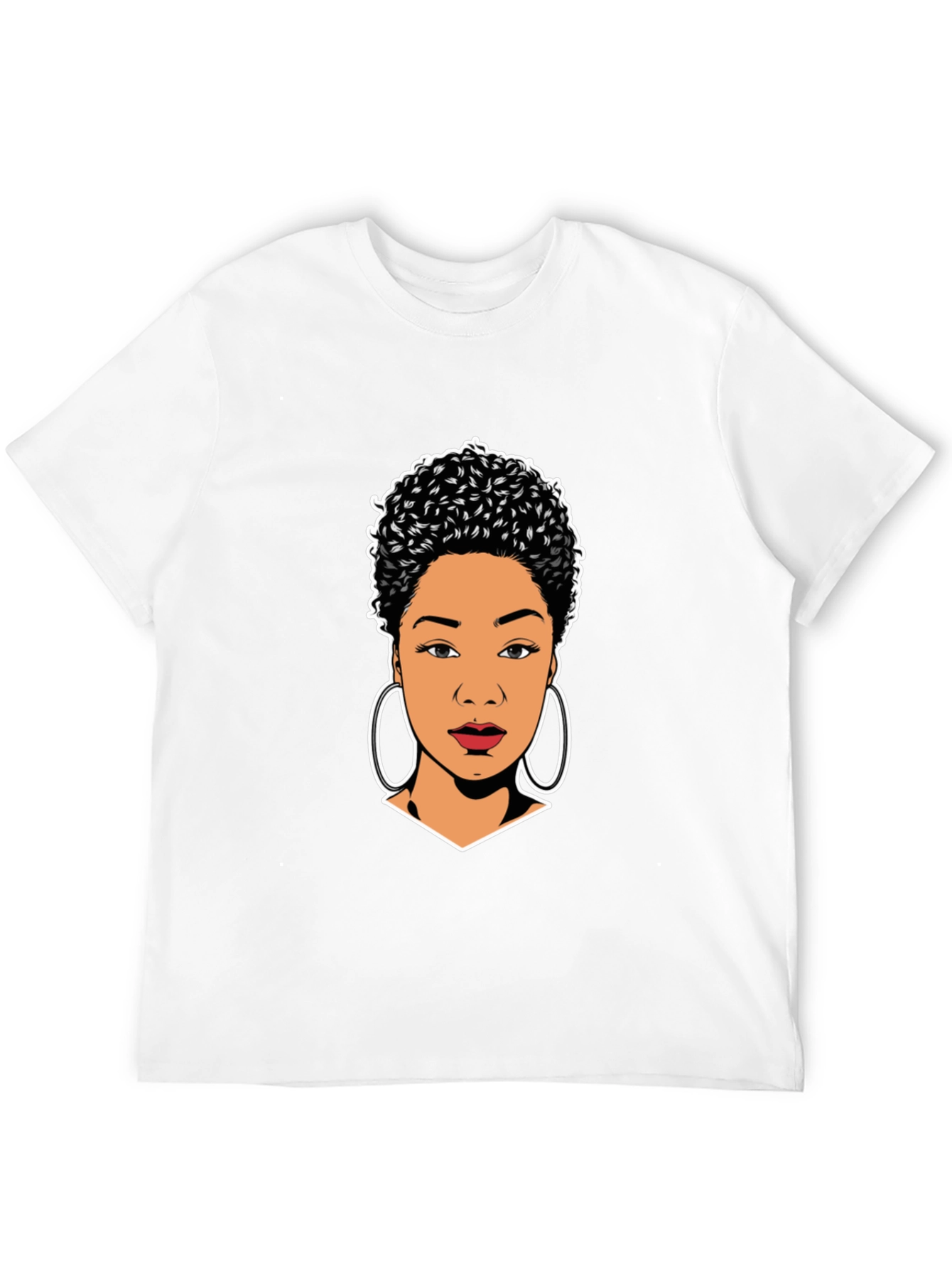 Stylish Black T-Shirt with Woman Portrait Graphic
