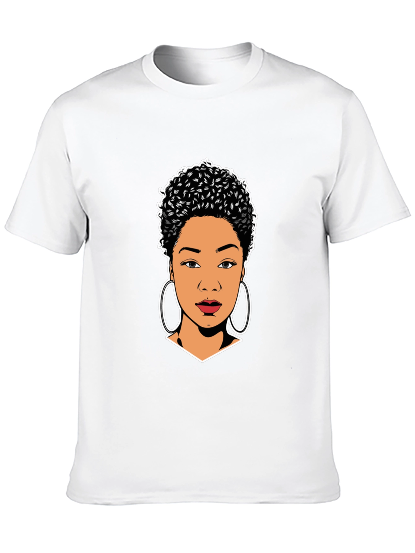 Stylish Black T-Shirt with Woman Portrait Graphic