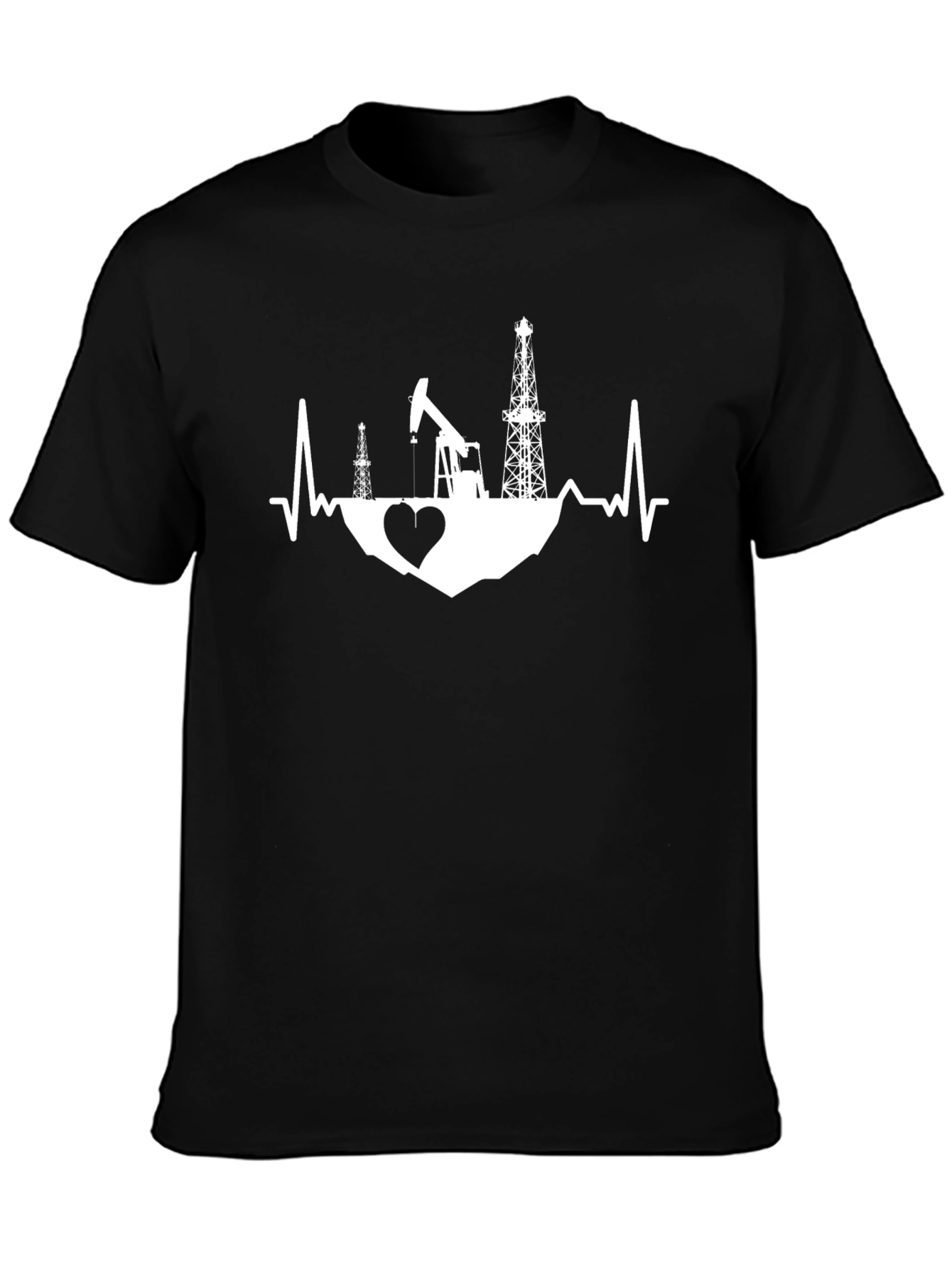 Oil Field Heartbeat T-Shirt - Black