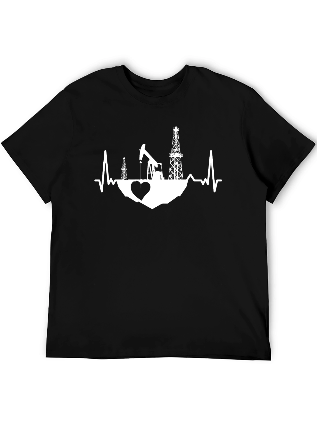 Oil Field Heartbeat T-Shirt - Black