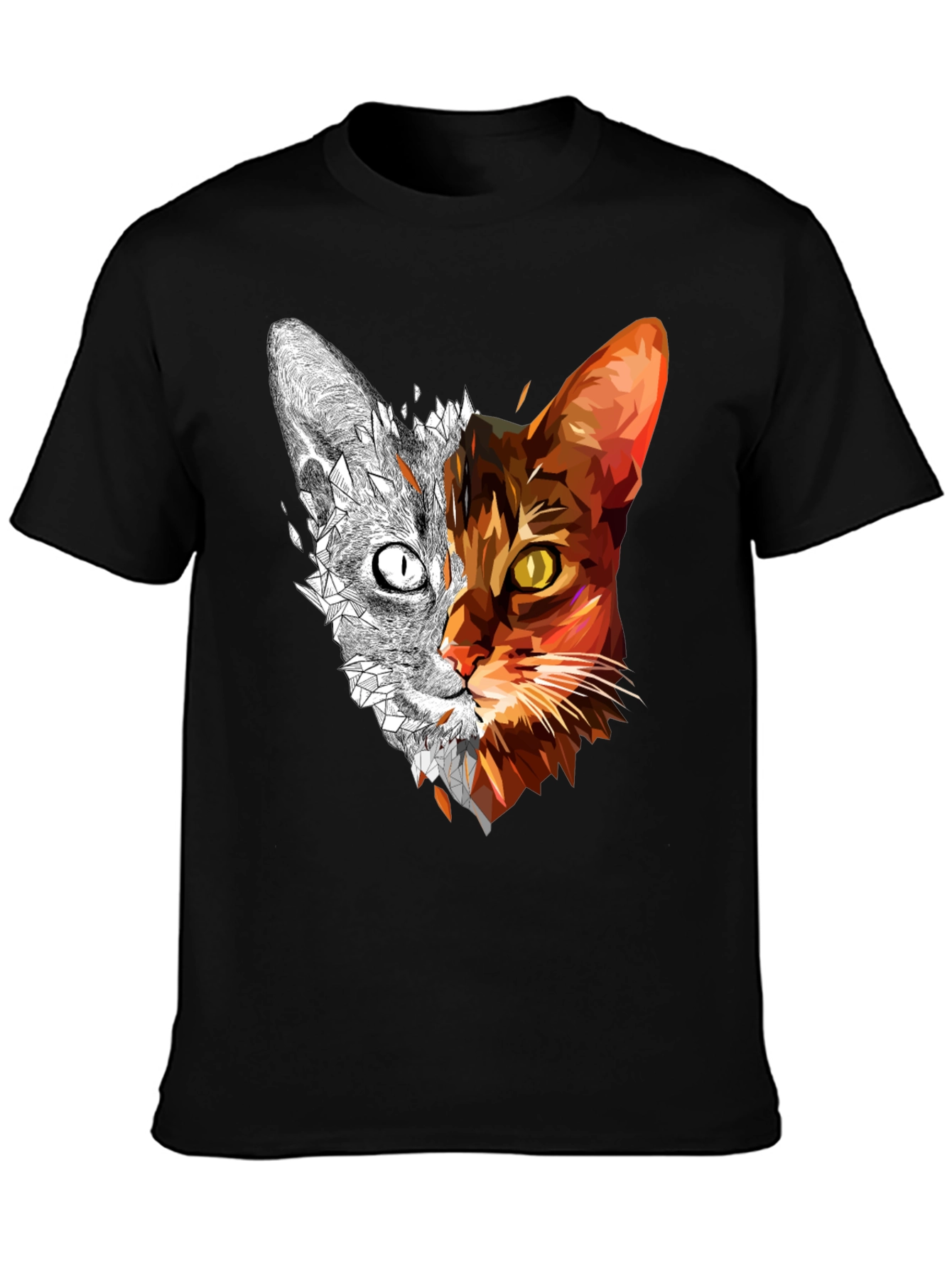 Abstract Geometric Cat Graphic Tee