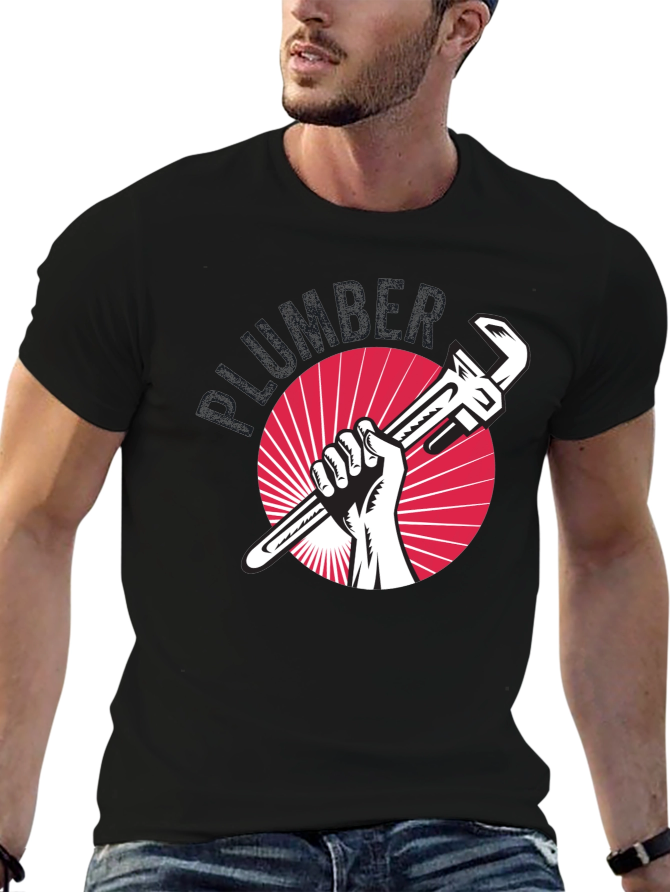 Plumber Graphic Tee - Black Cotton Comfort