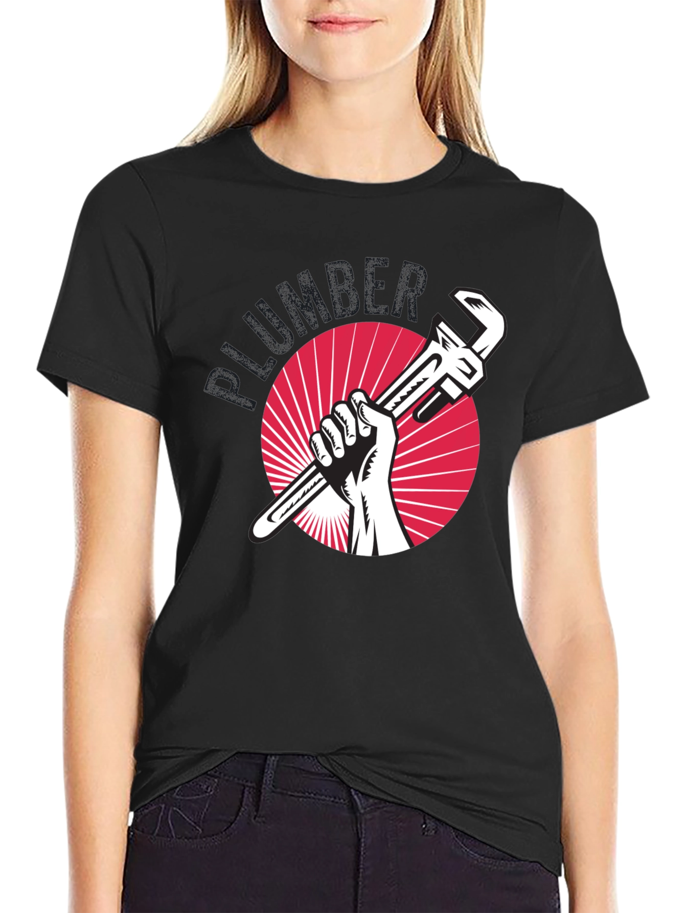 Plumber Graphic Tee - Black Cotton Comfort