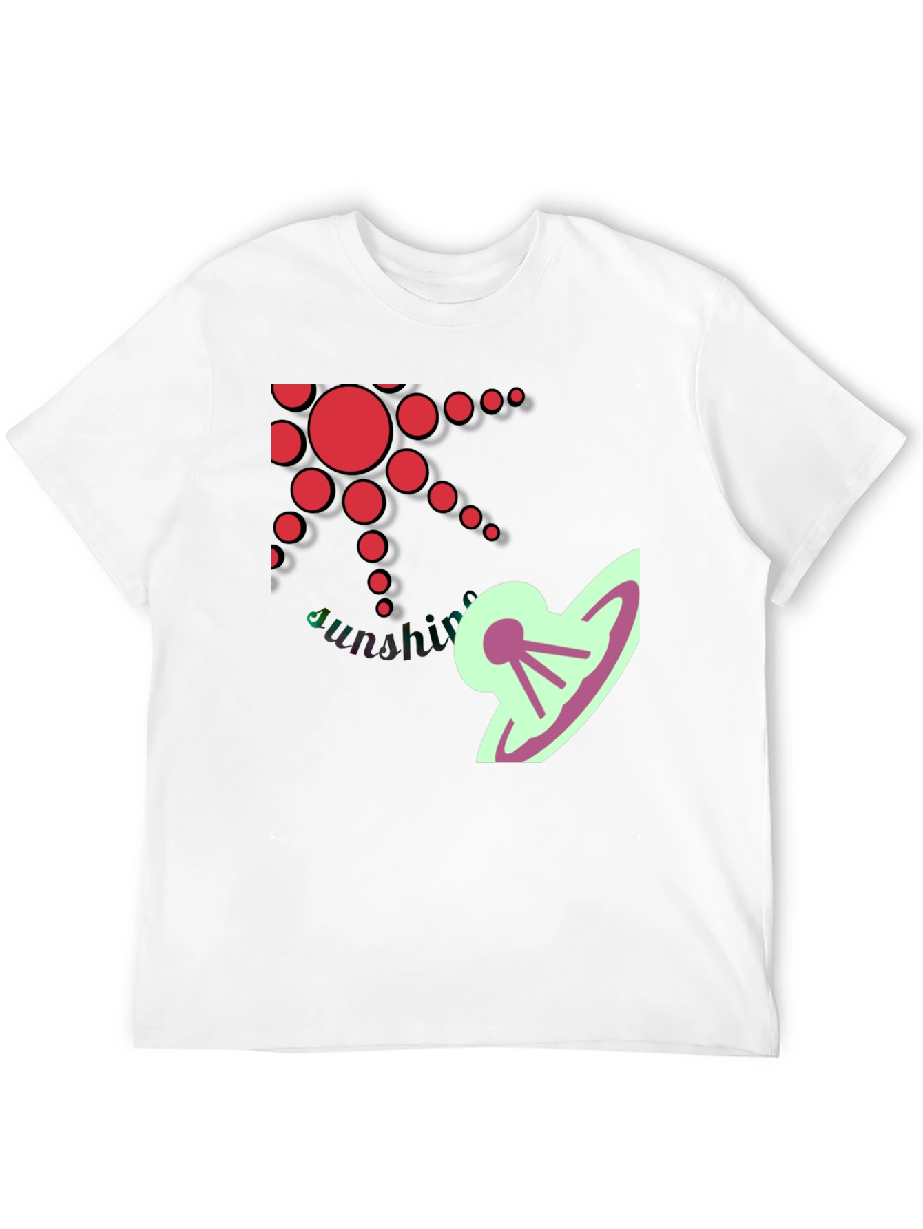 Stylish Black T-Shirt with Sun and UFO Design