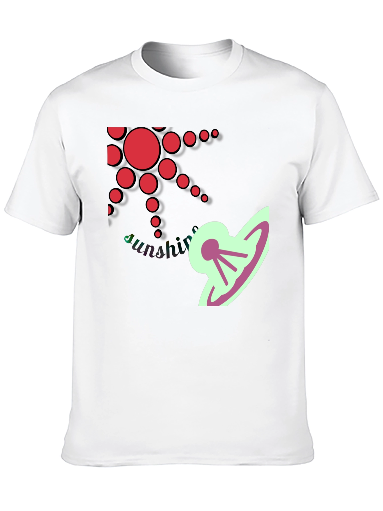 Stylish Black T-Shirt with Sun and UFO Design