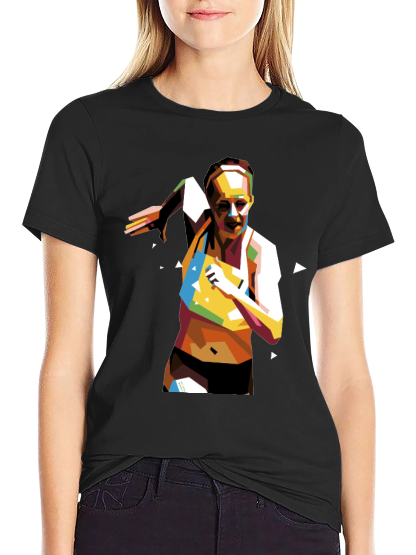 Geometric Runner Graphic Tee - Black