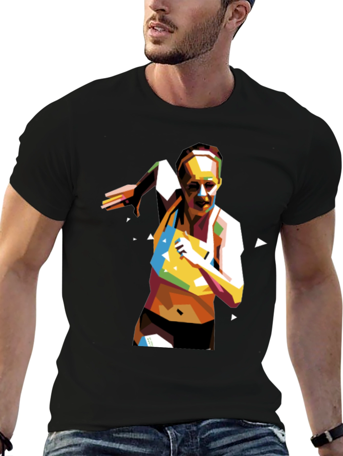 Geometric Runner Graphic Tee - Black