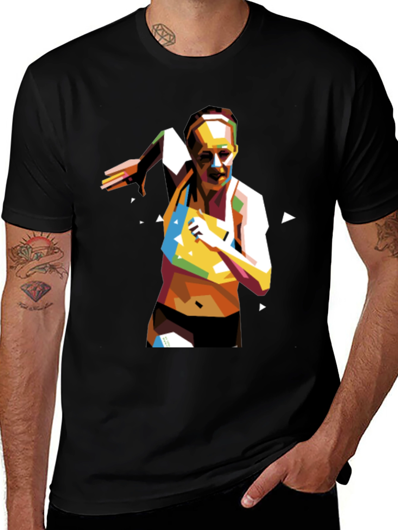 Geometric Runner Graphic Tee - Black