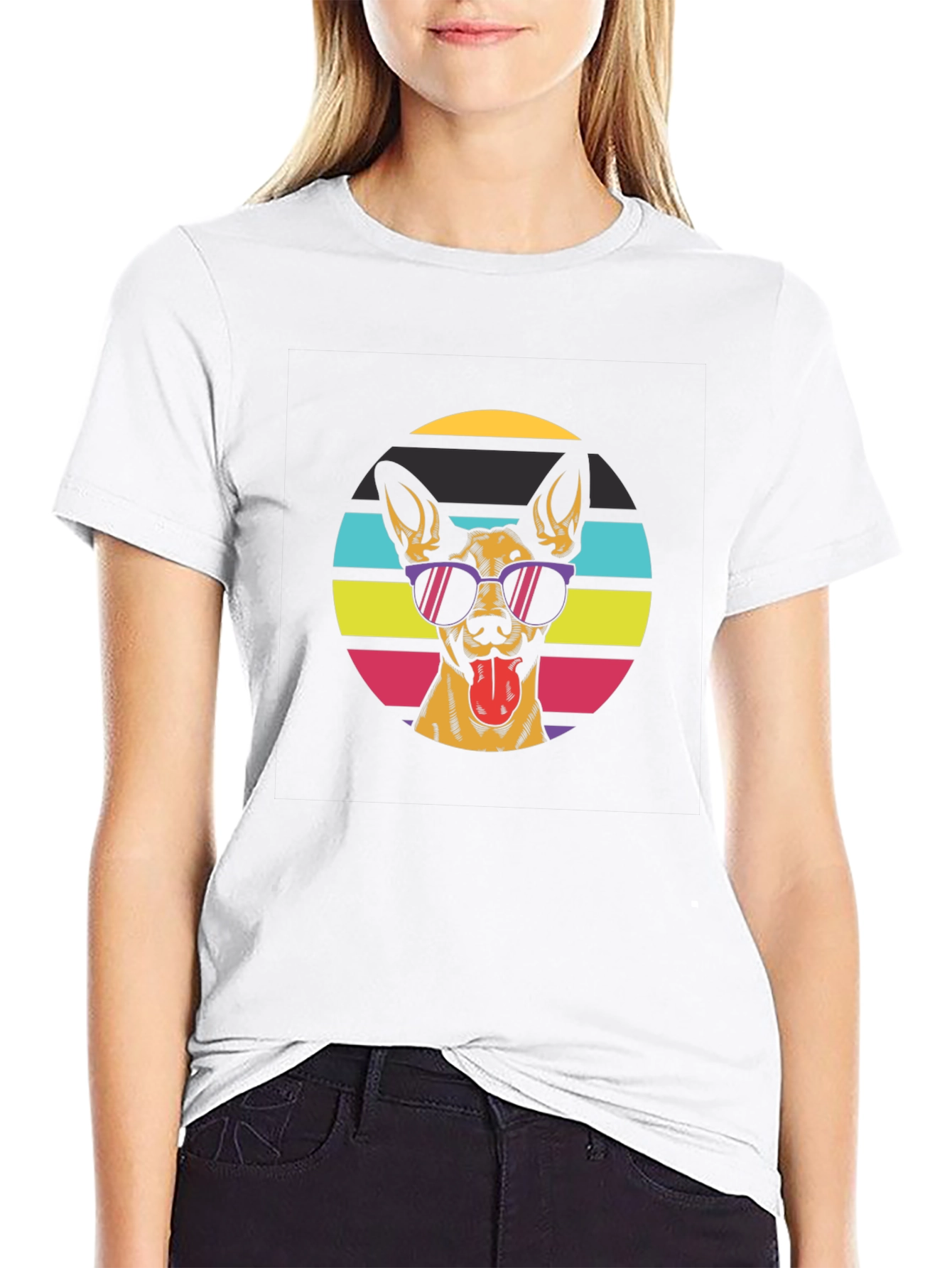Cool Dog Retro Sunset Black T-Shirt