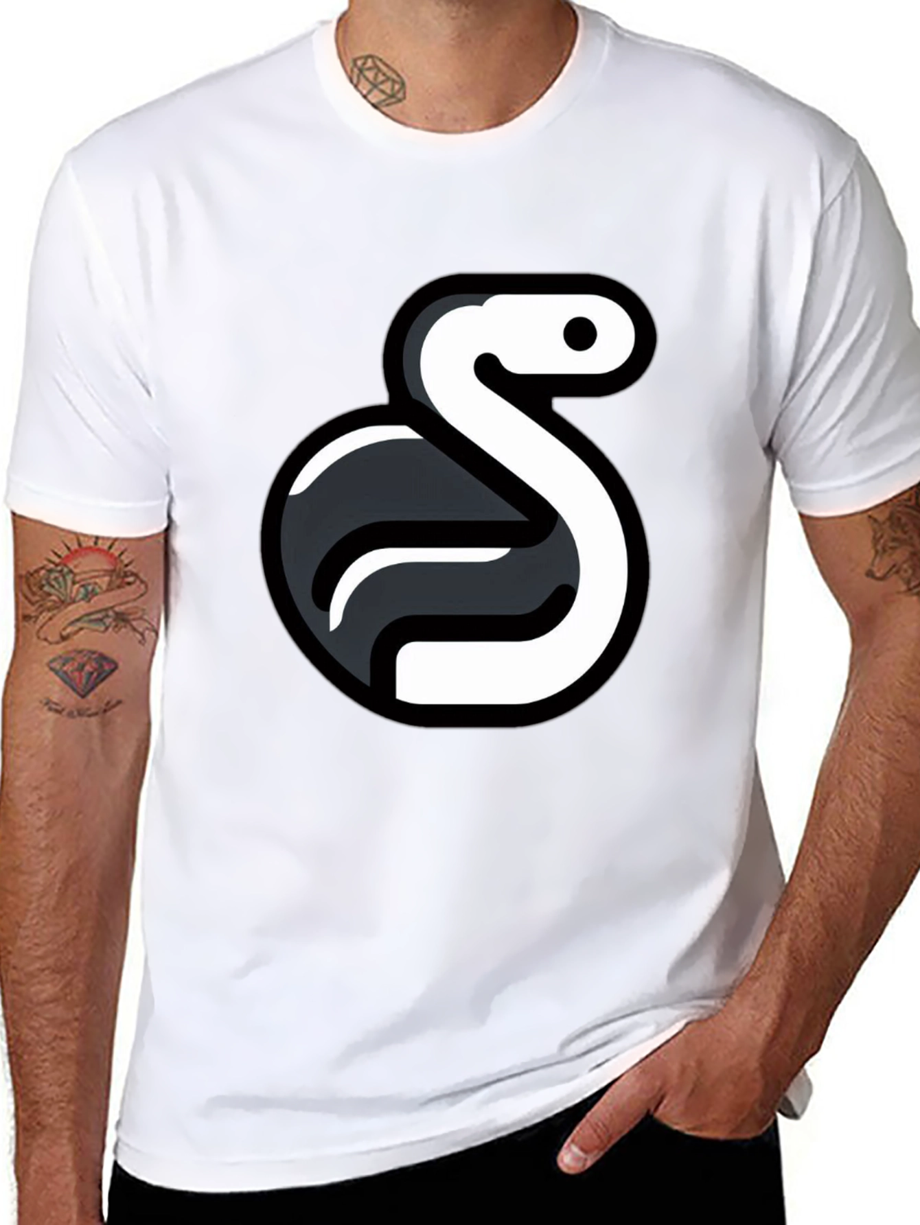 Python Logo Graphic Tee - Black Cotton Blend
