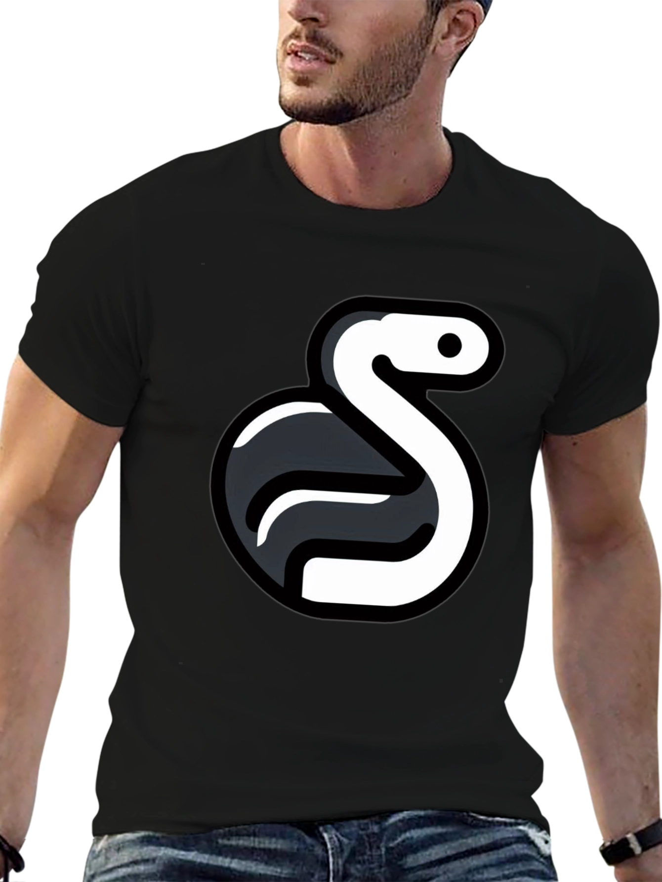 Python Logo Graphic Tee - Black Cotton Blend