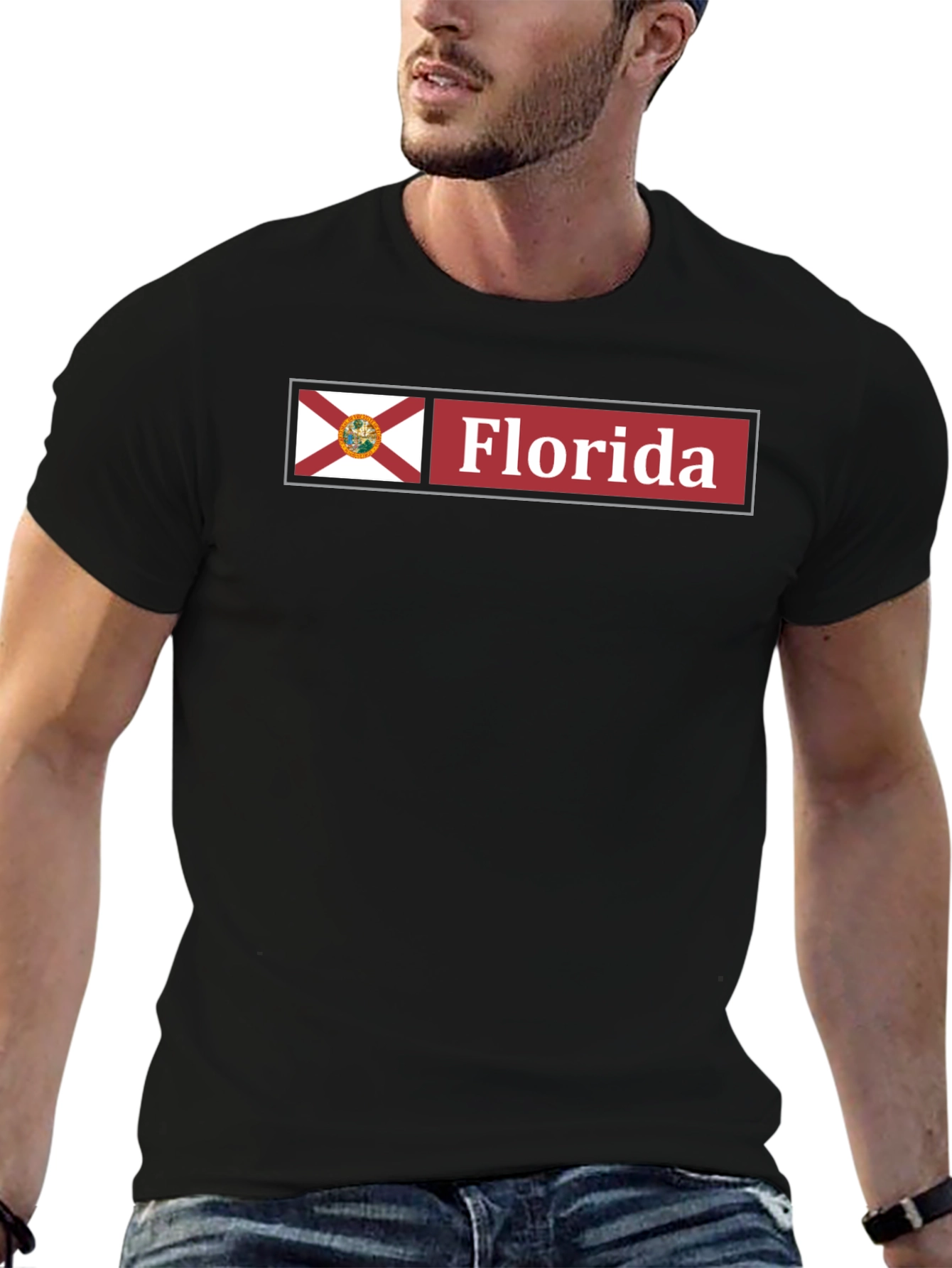 Florida State Flag T-Shirt - Black Cotton Tee