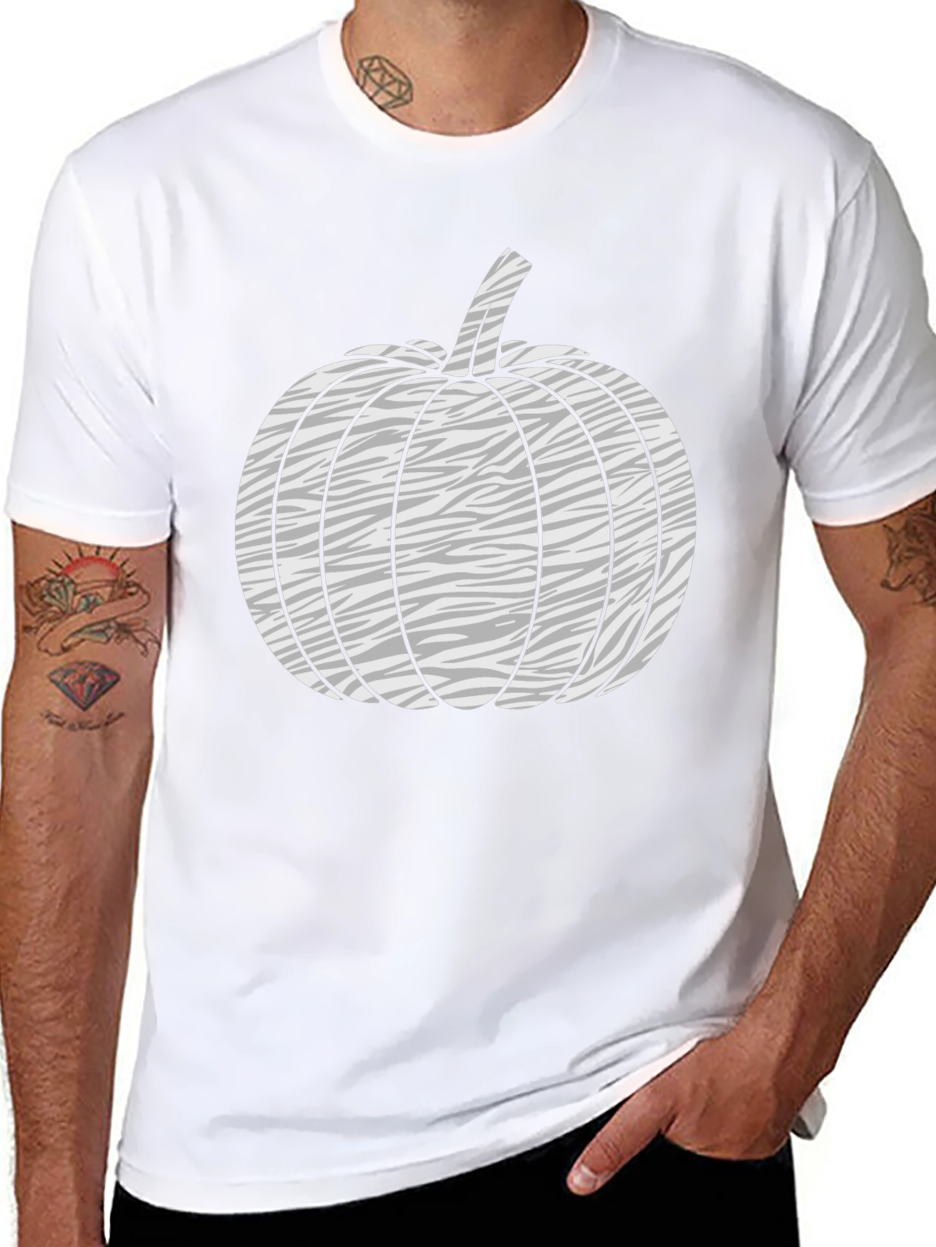 Zebra Pumpkin Graphic Tee - Black