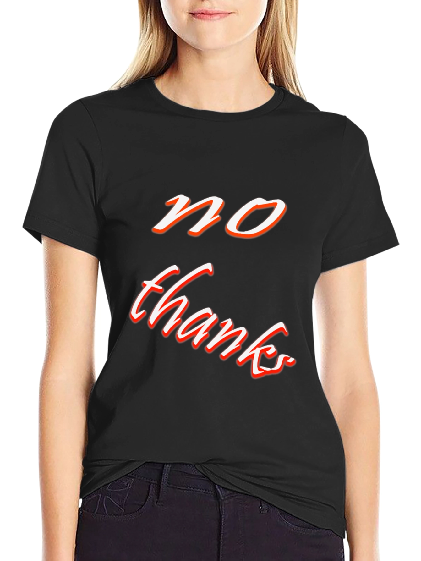 No Thanks Graphic Tee - Black Casual T-Shirt