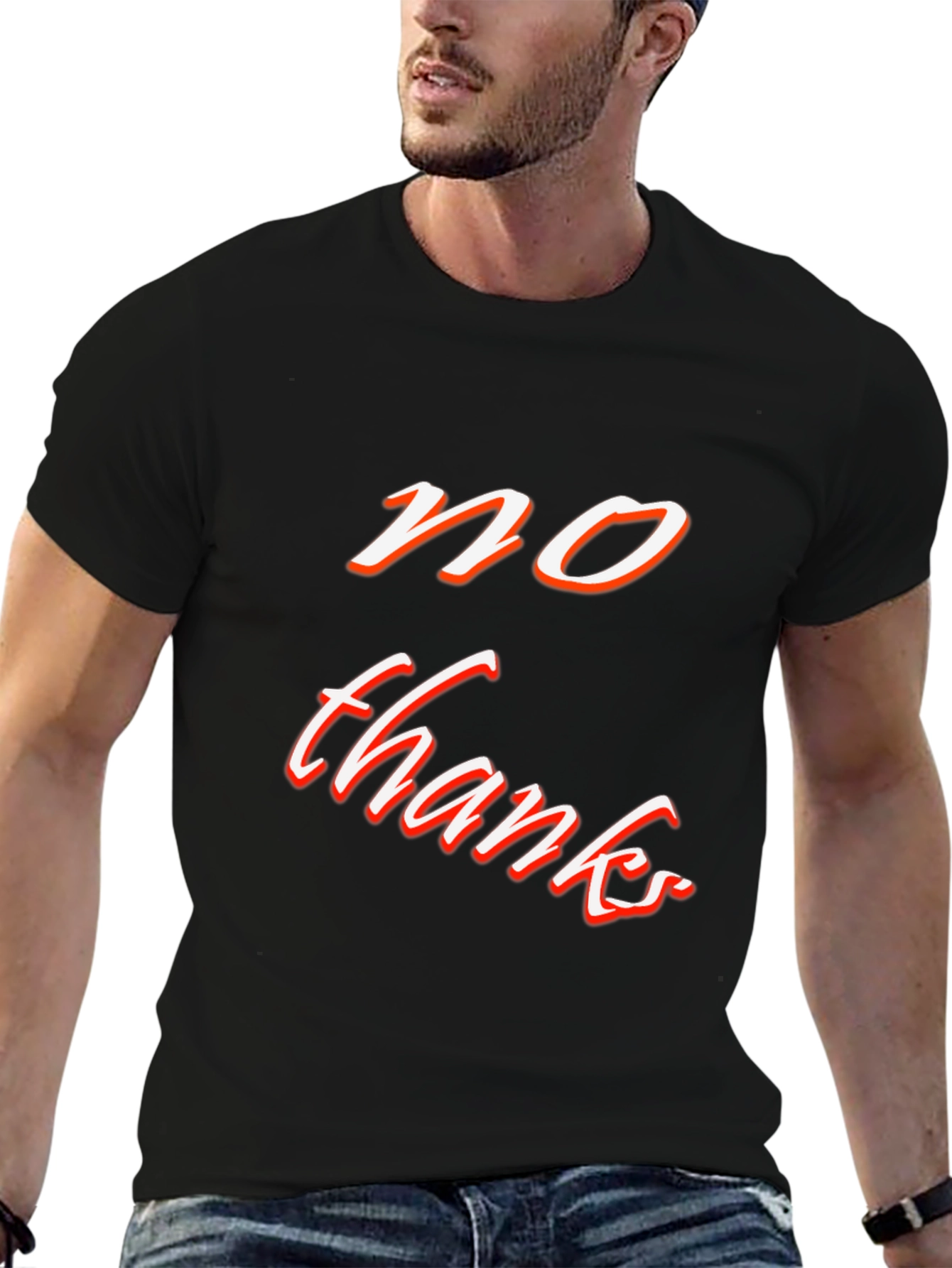 No Thanks Graphic Tee - Black Casual T-Shirt