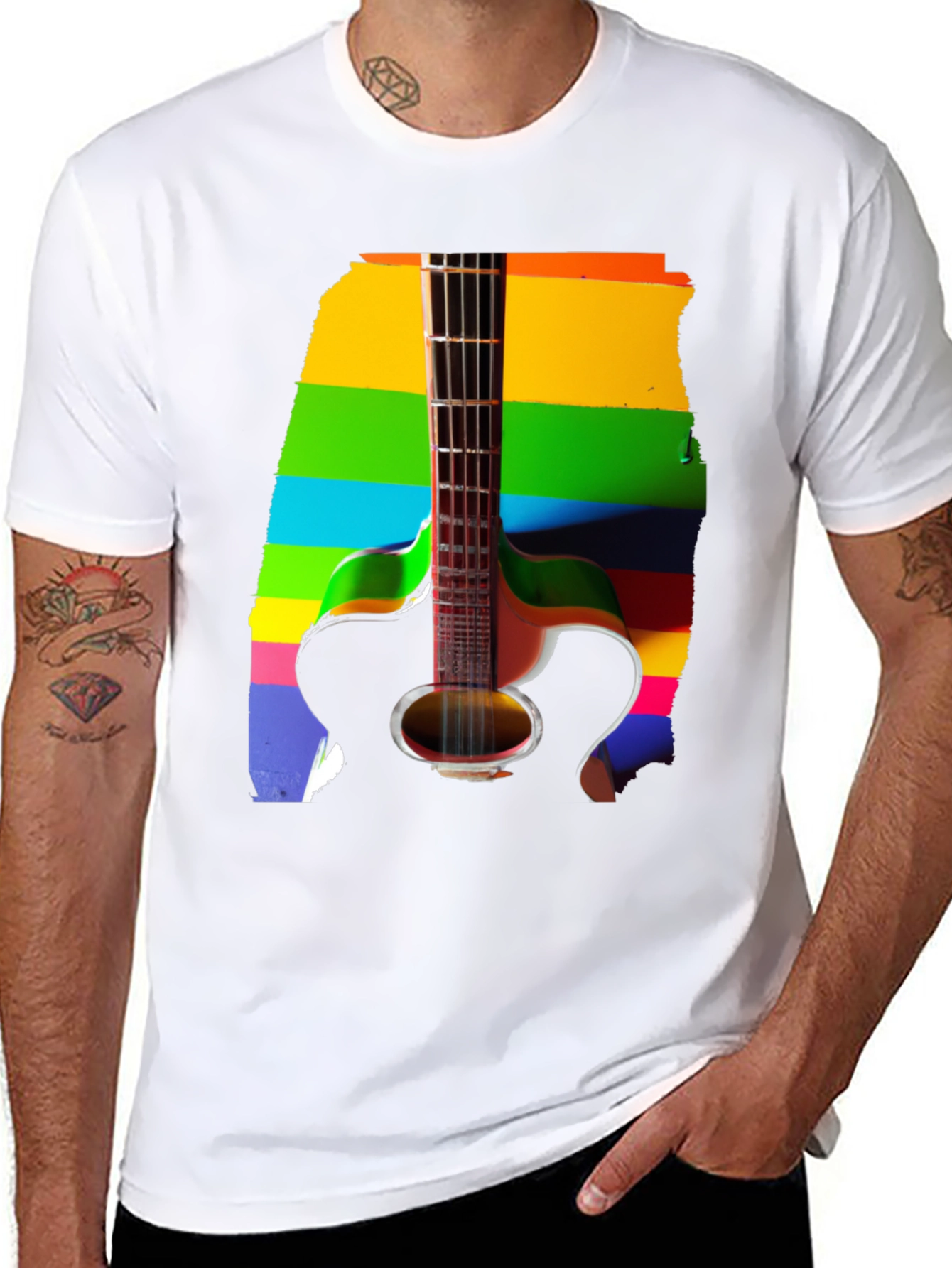 Rainbow Guitar Graphic Tee
