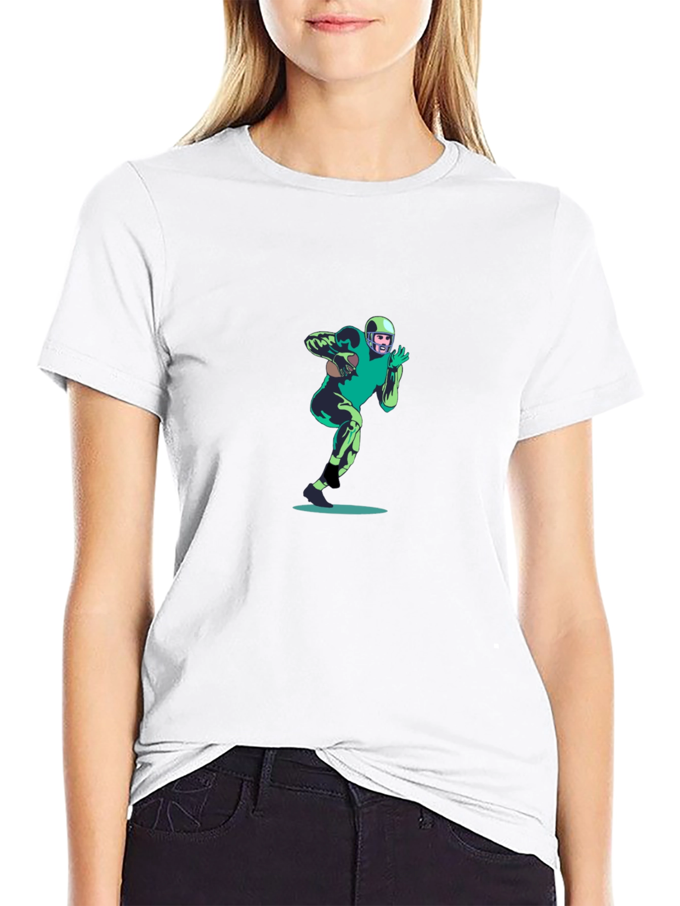 Football Player Graphic Black T-Shirt