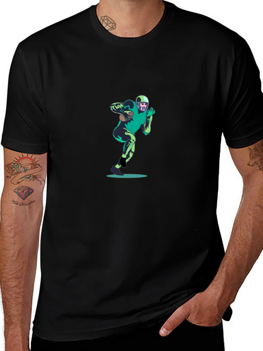 Football Player Graphic Black T-Shirt