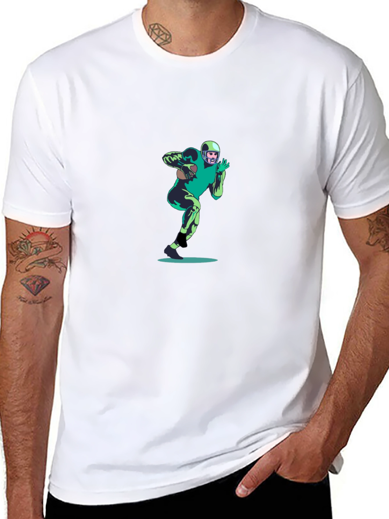 Football Player Graphic Black T-Shirt