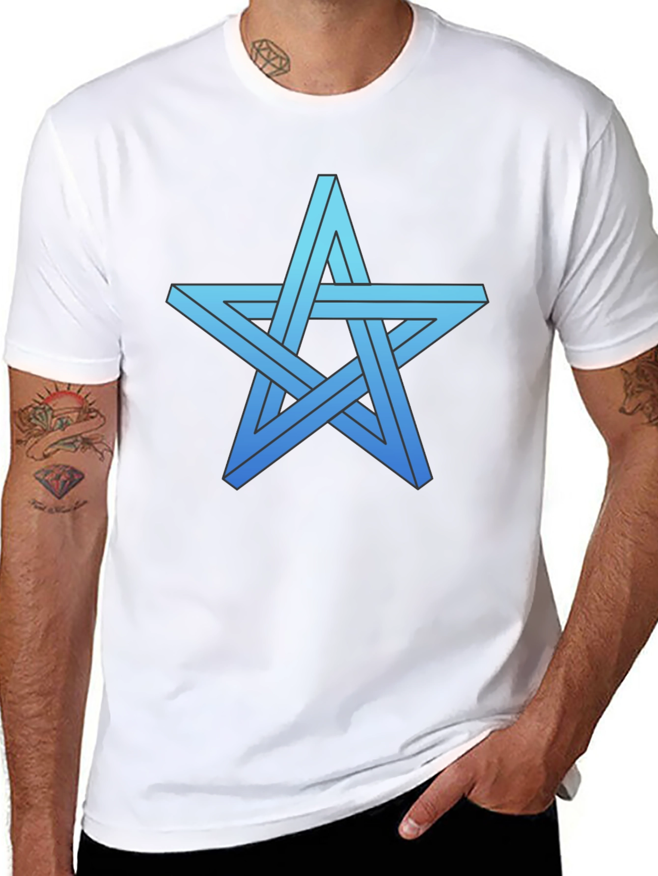 Impossible Star Graphic Tee - Optical Illusion Shirt