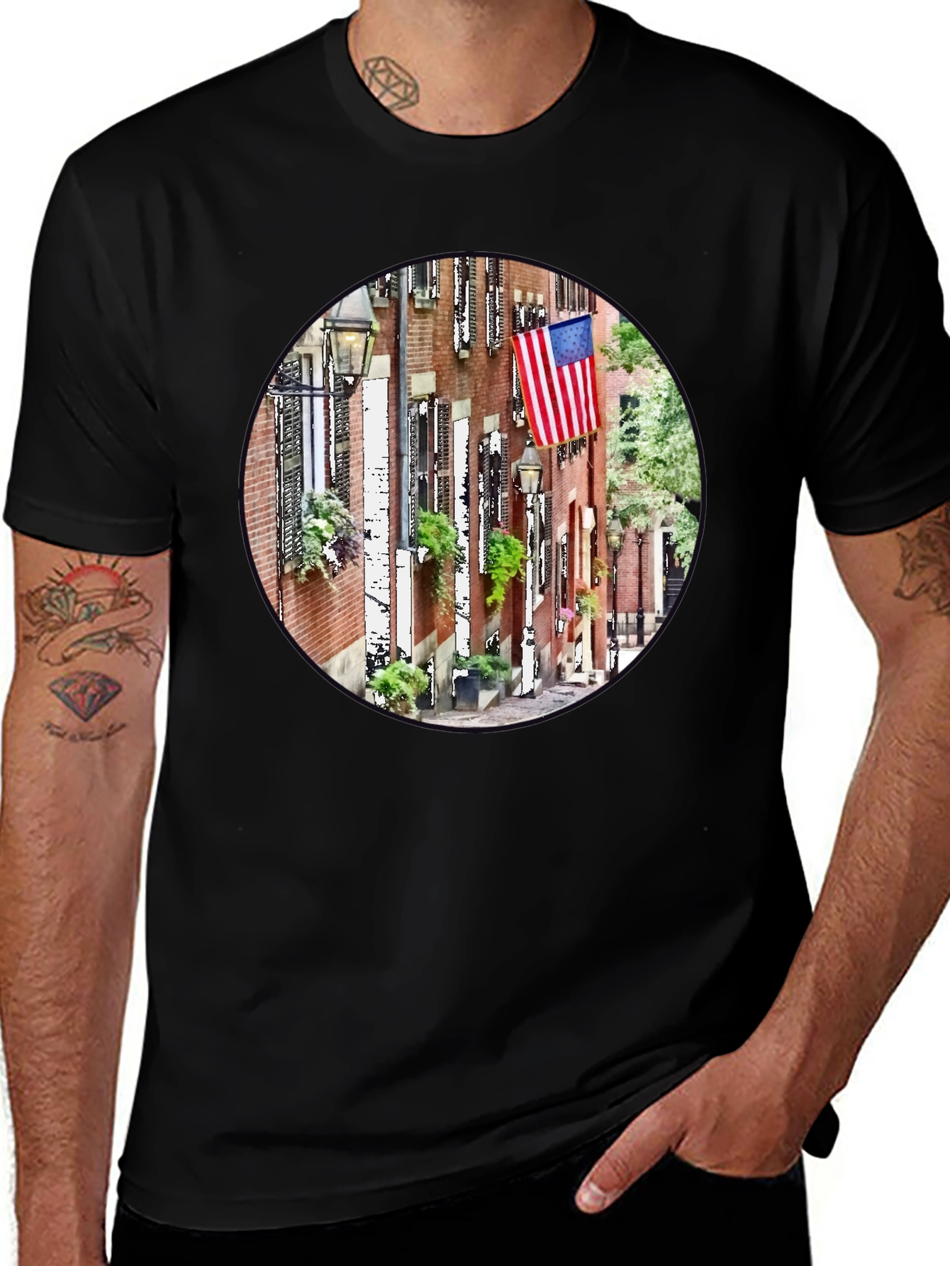 American Pride T-Shirt: Boston Street Scene Graphic Tee