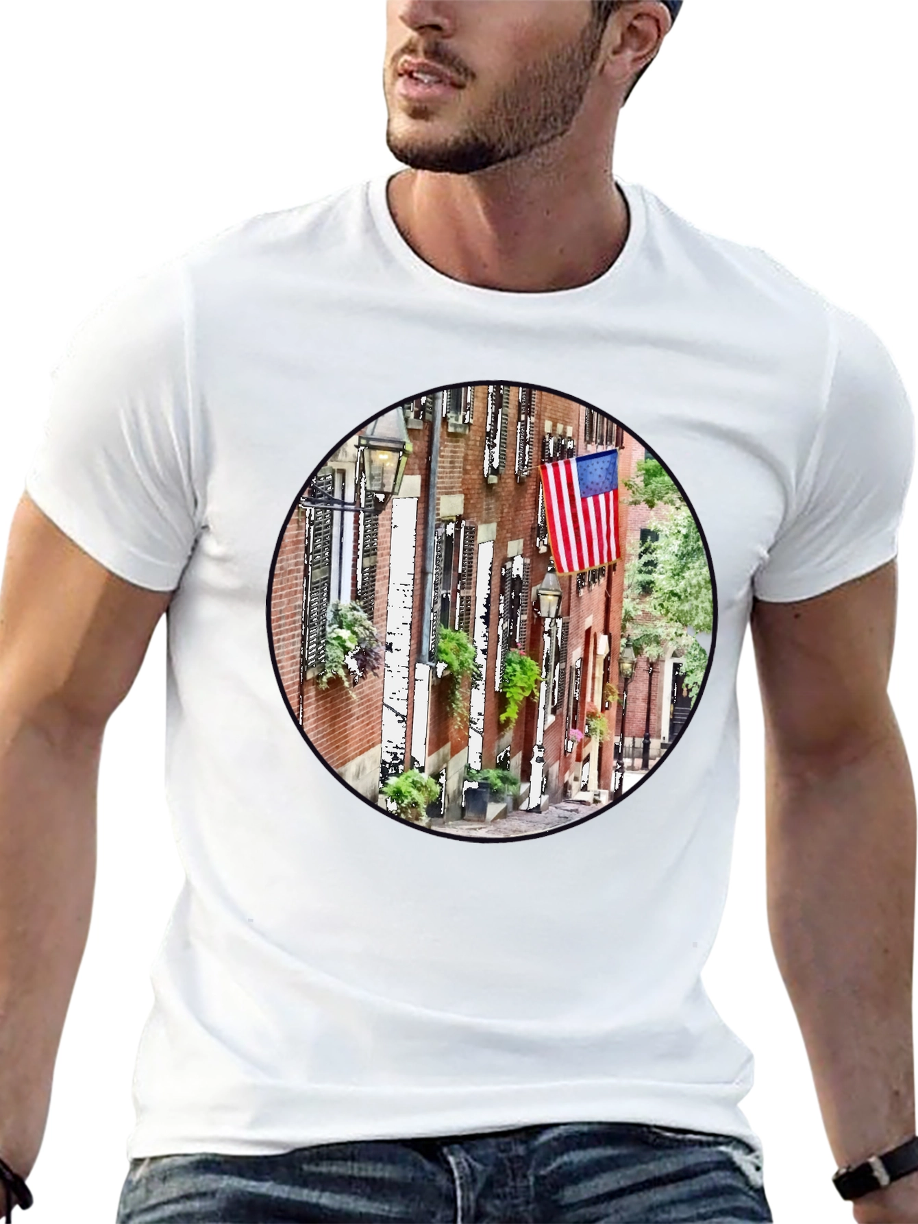 American Pride T-Shirt: Boston Street Scene Graphic Tee