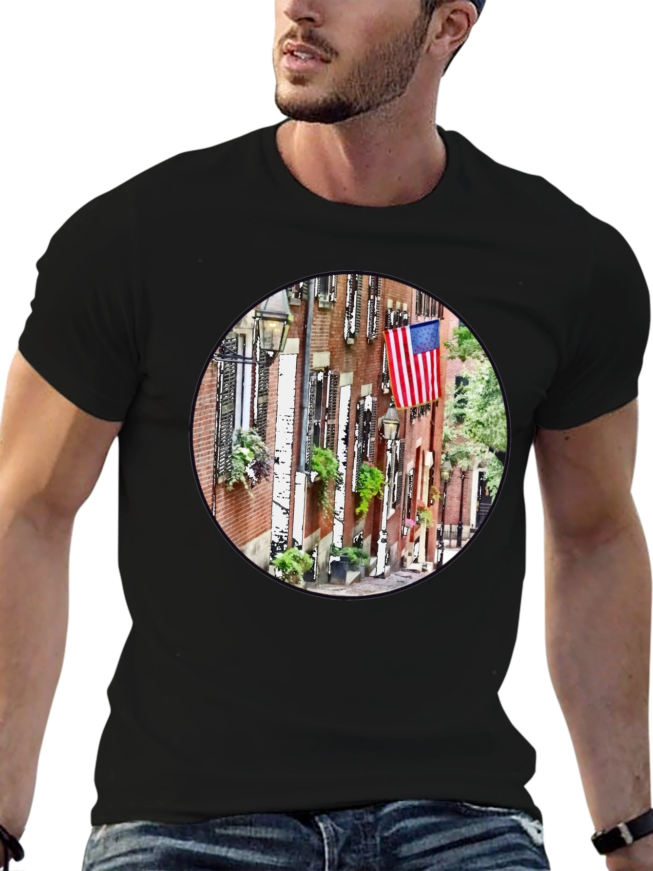 American Pride T-Shirt: Boston Street Scene Graphic Tee