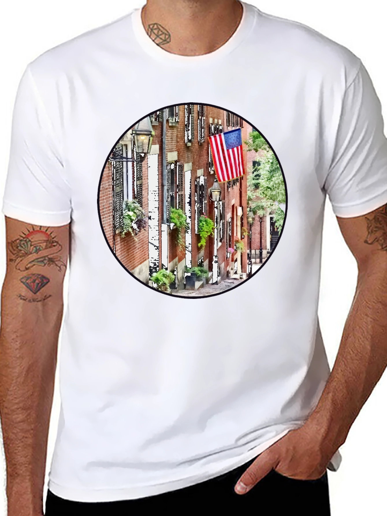 American Pride T-Shirt: Boston Street Scene Graphic Tee