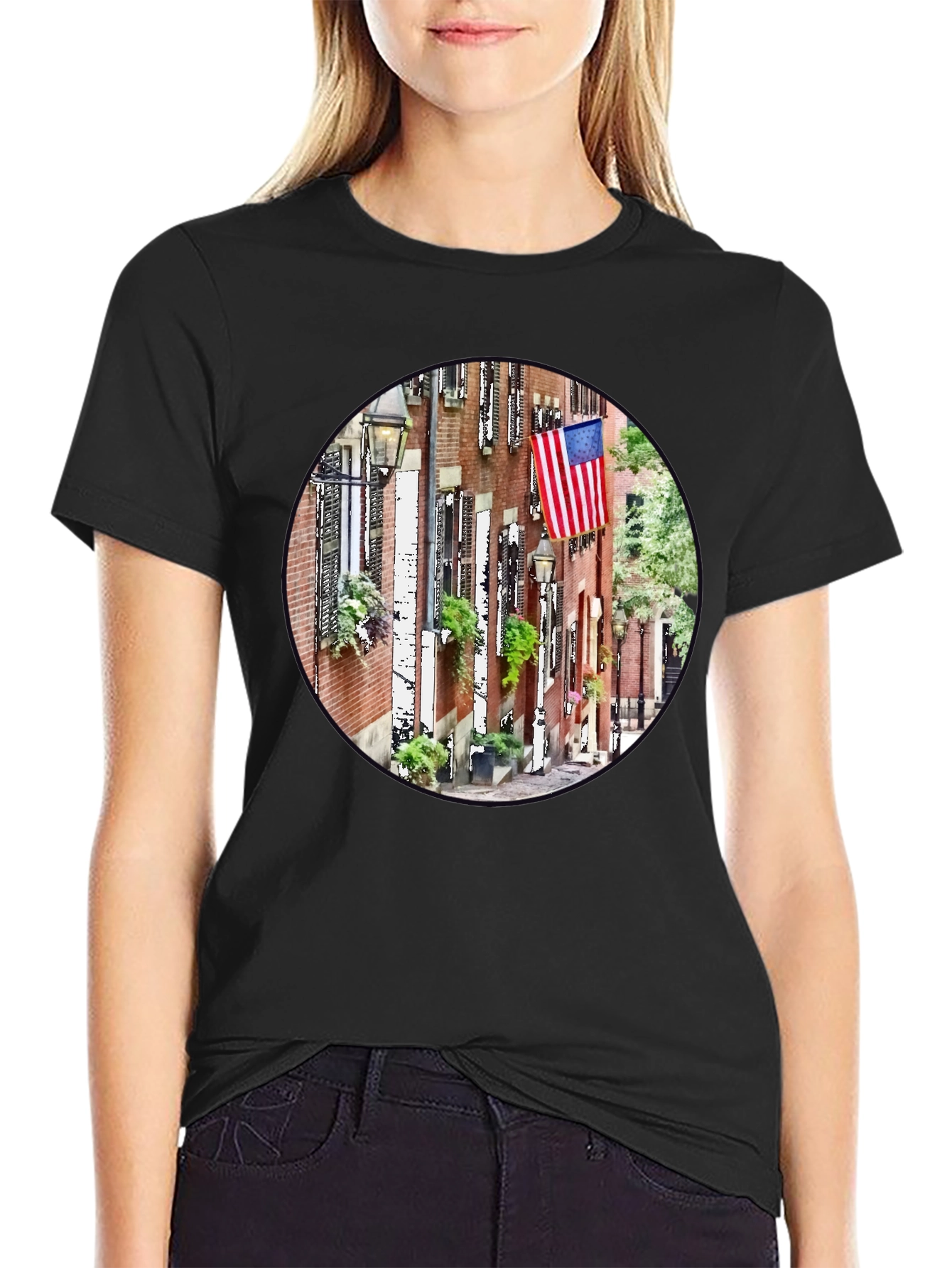 American Pride T-Shirt: Boston Street Scene Graphic Tee