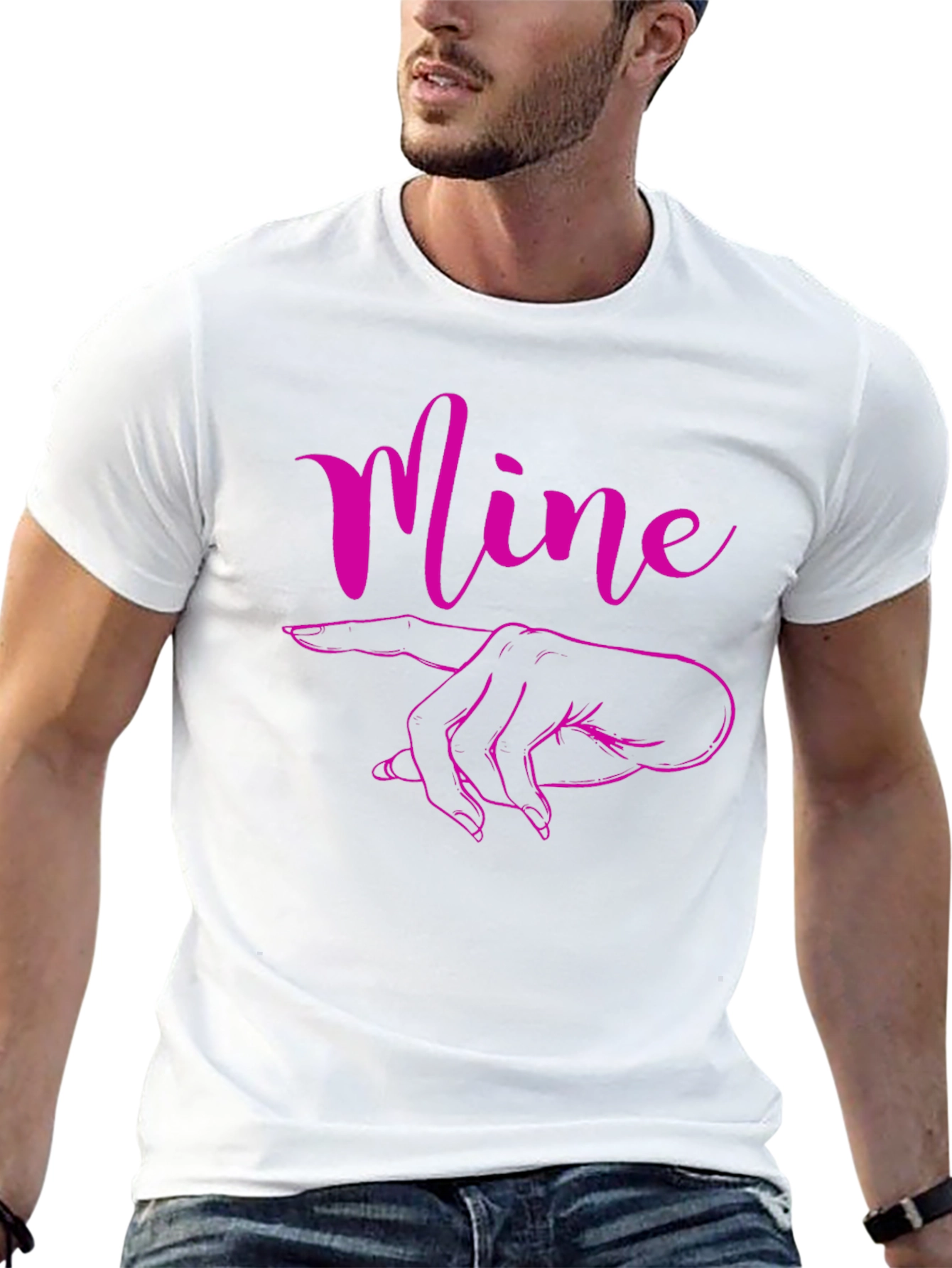 Mine Pointing Finger Graphic Tee - Black Cotton T-Shirt