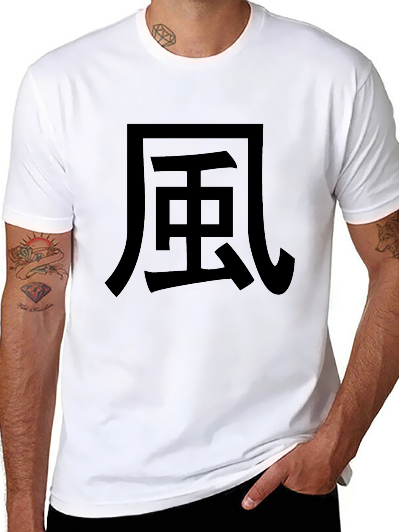 Kanji Wind Graphic Tee - Black Cotton T-Shirt