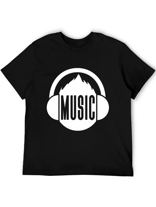 Music Lover Graphic Tee - Black Cotton Blend T-Shirt