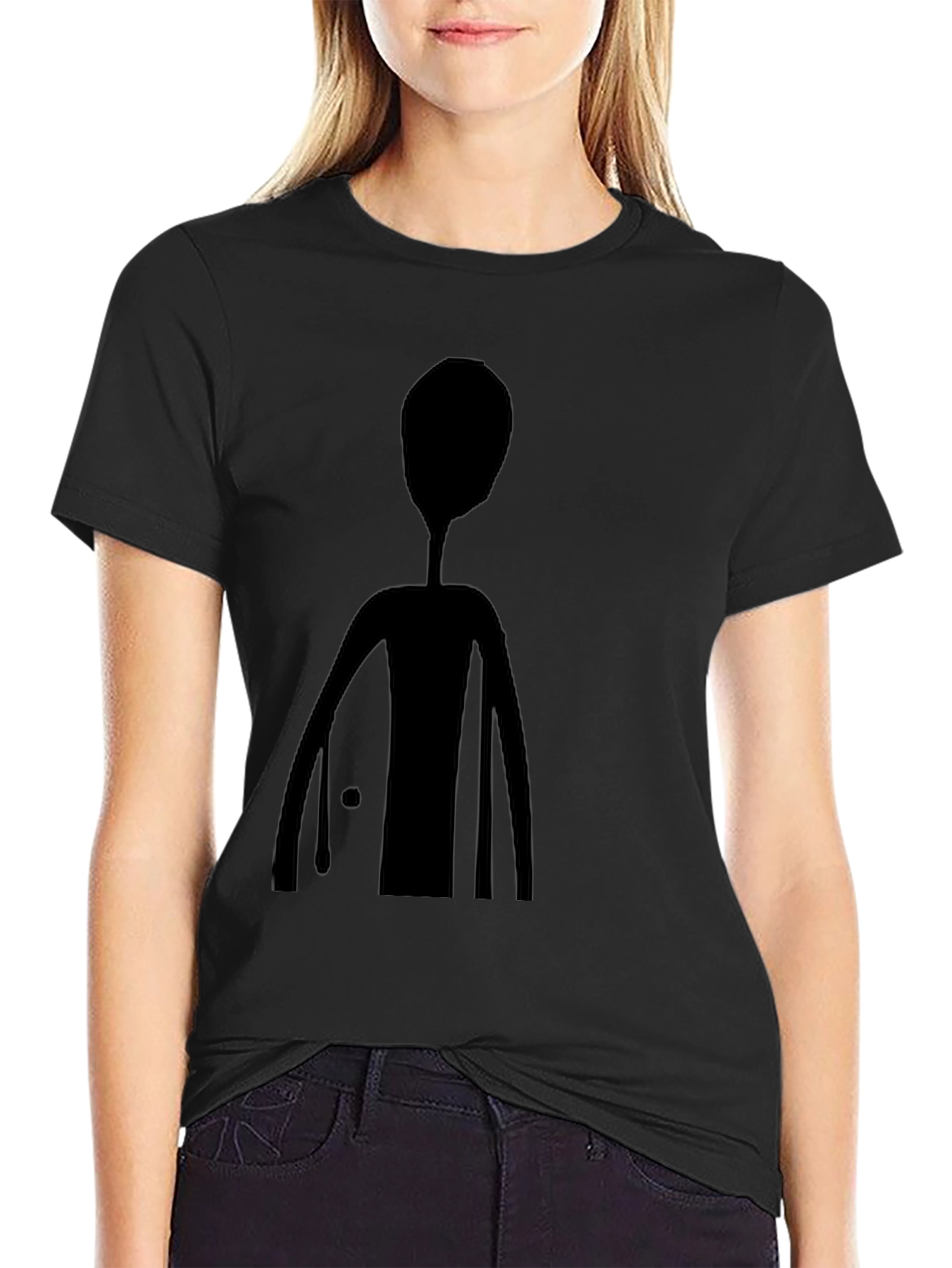 Mens Black T-Shirt with Alien Graphic