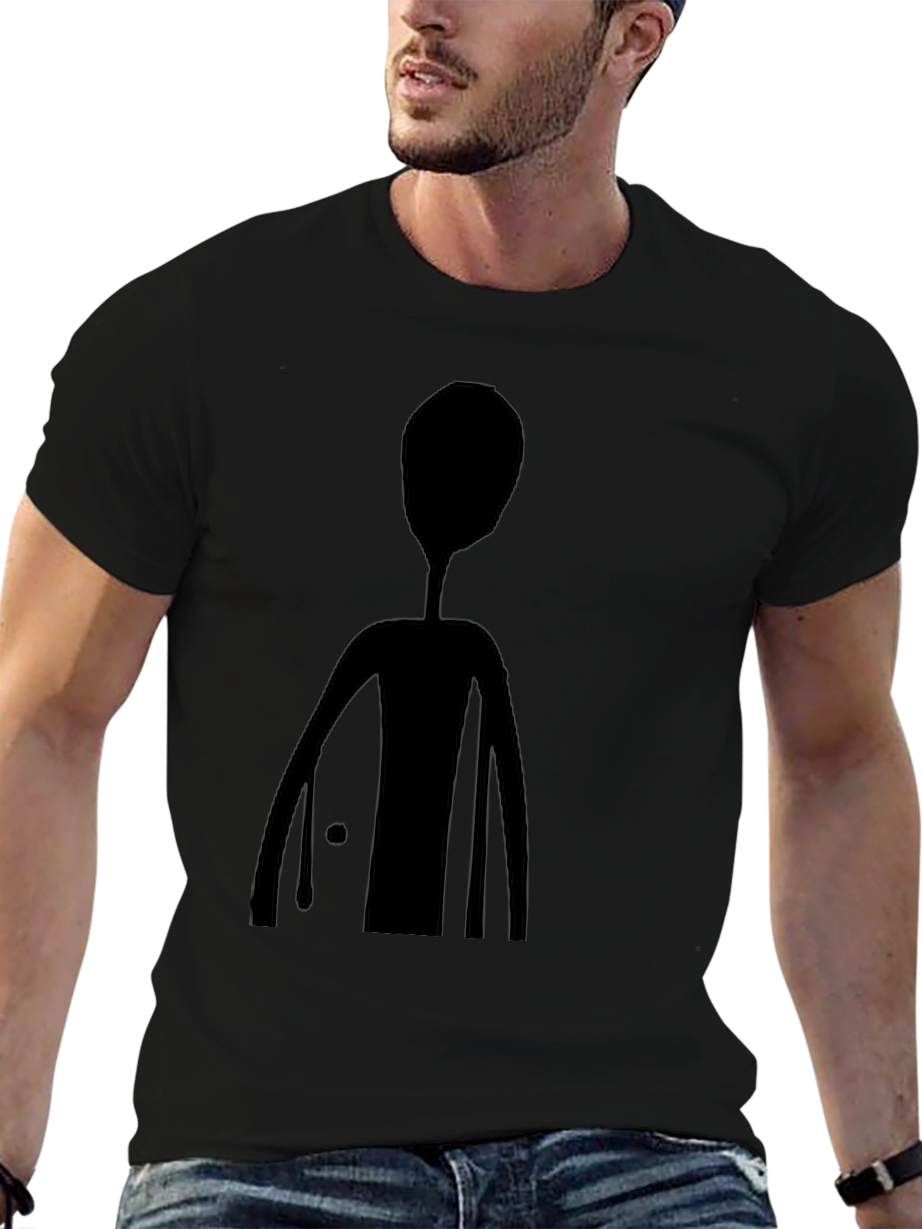 Mens Black T-Shirt with Alien Graphic
