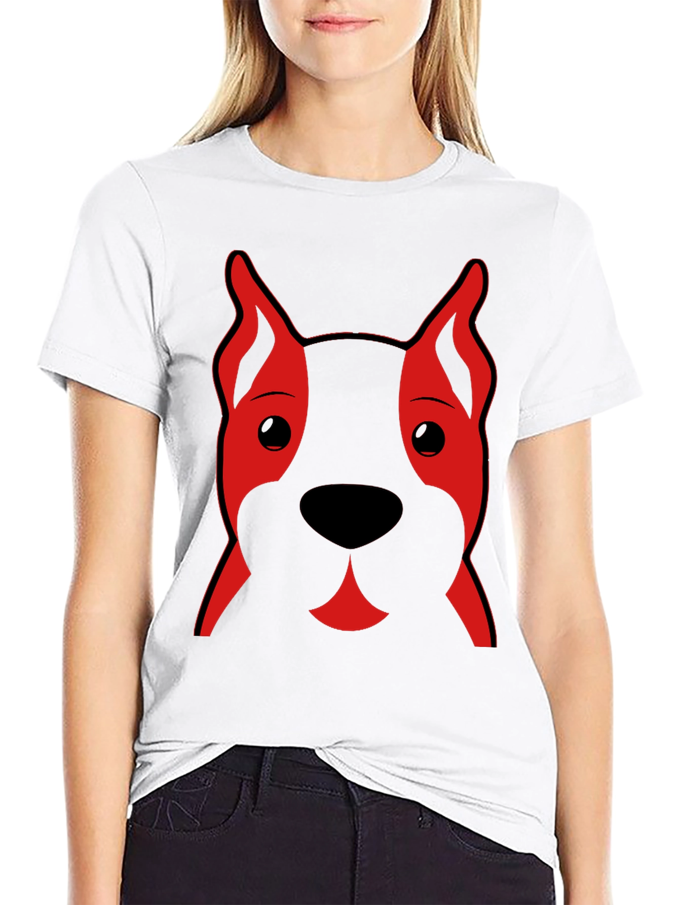 Dog Face Graphic Tee - Black