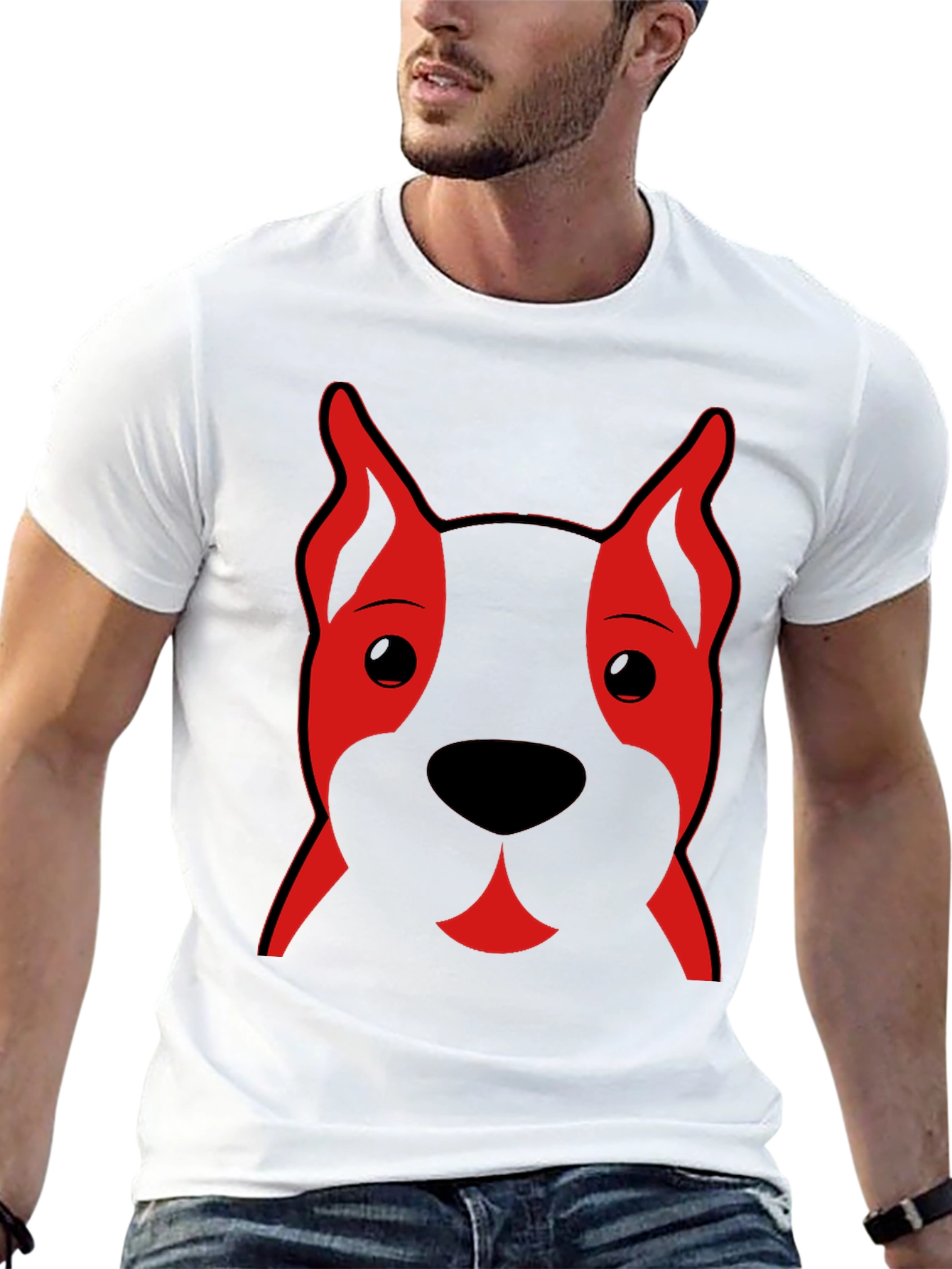 Dog Face Graphic Tee - Black