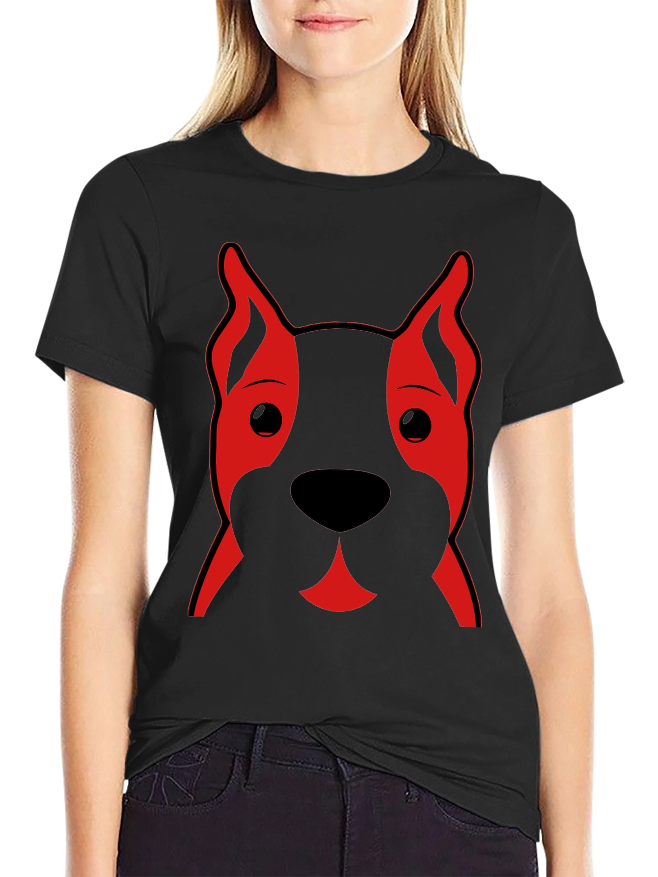 Dog Face Graphic Tee - Black