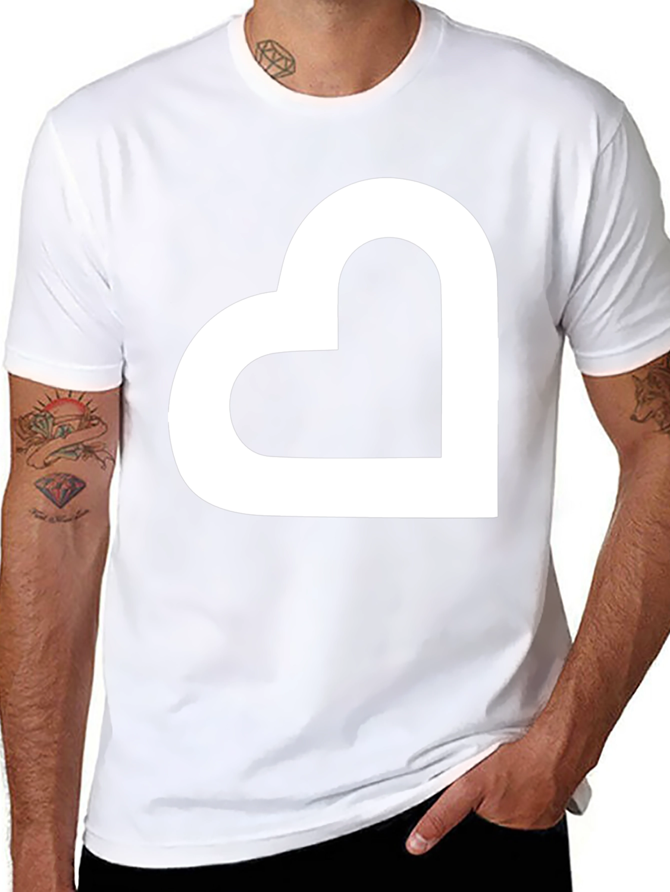 Modern Heart Graphic Tee - Black Casual Shirt