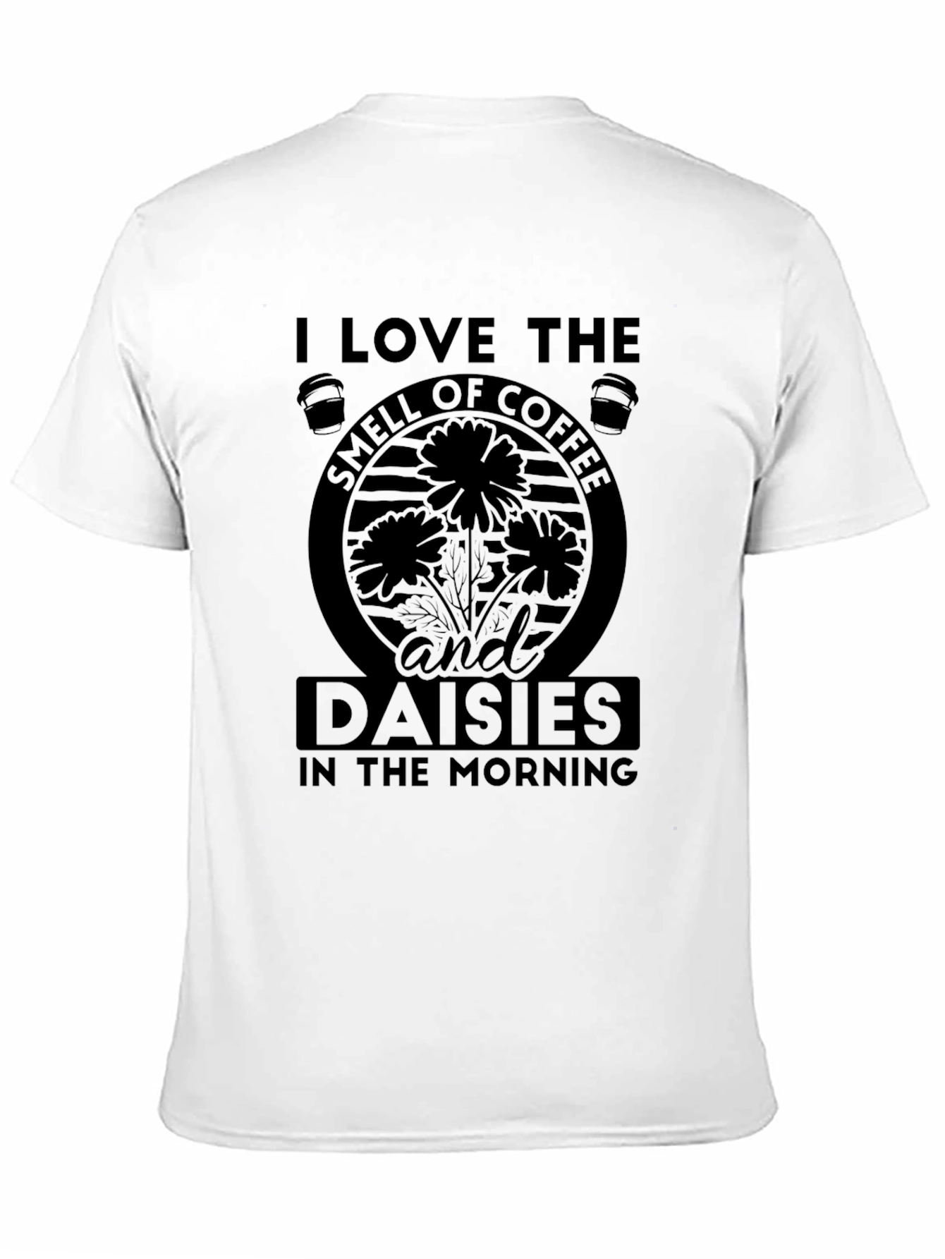 Coffee and Daisies Black Graphic T-Shirt