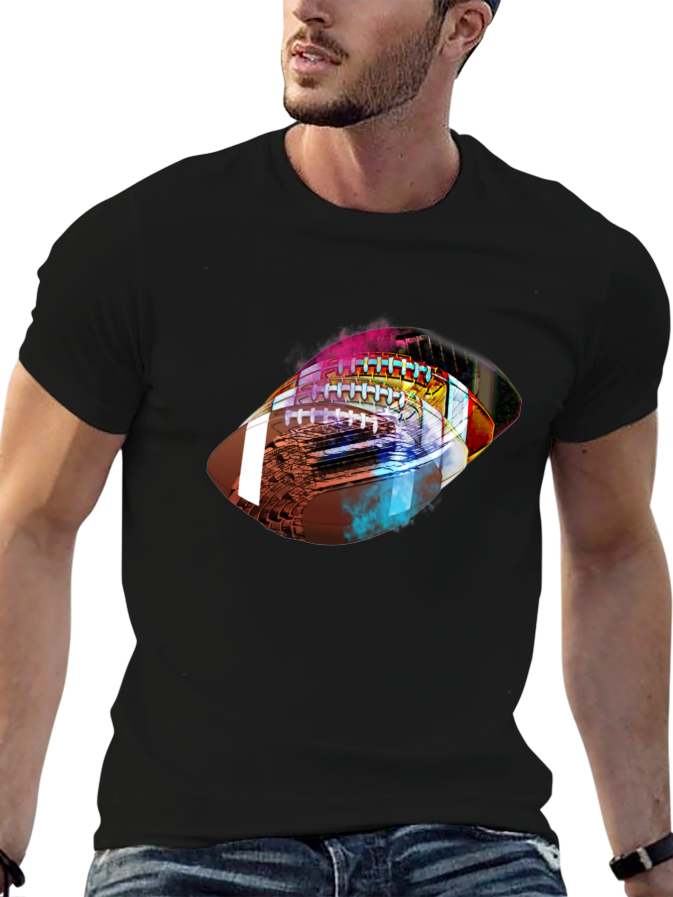 Abstract Football Graphic Tee - Stylish Sports Shirt