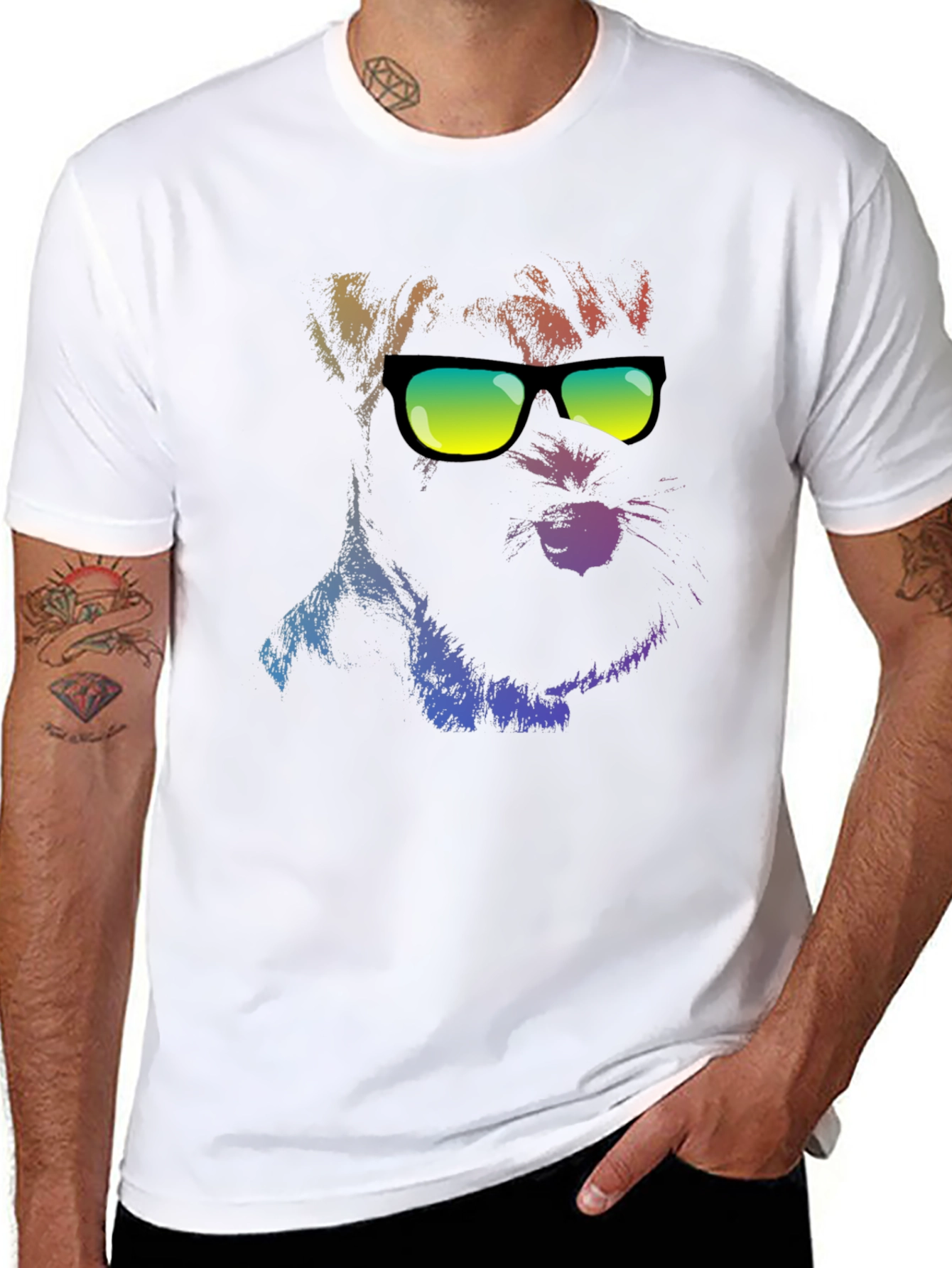 Cool Dog in Shades Mens Black T-Shirt